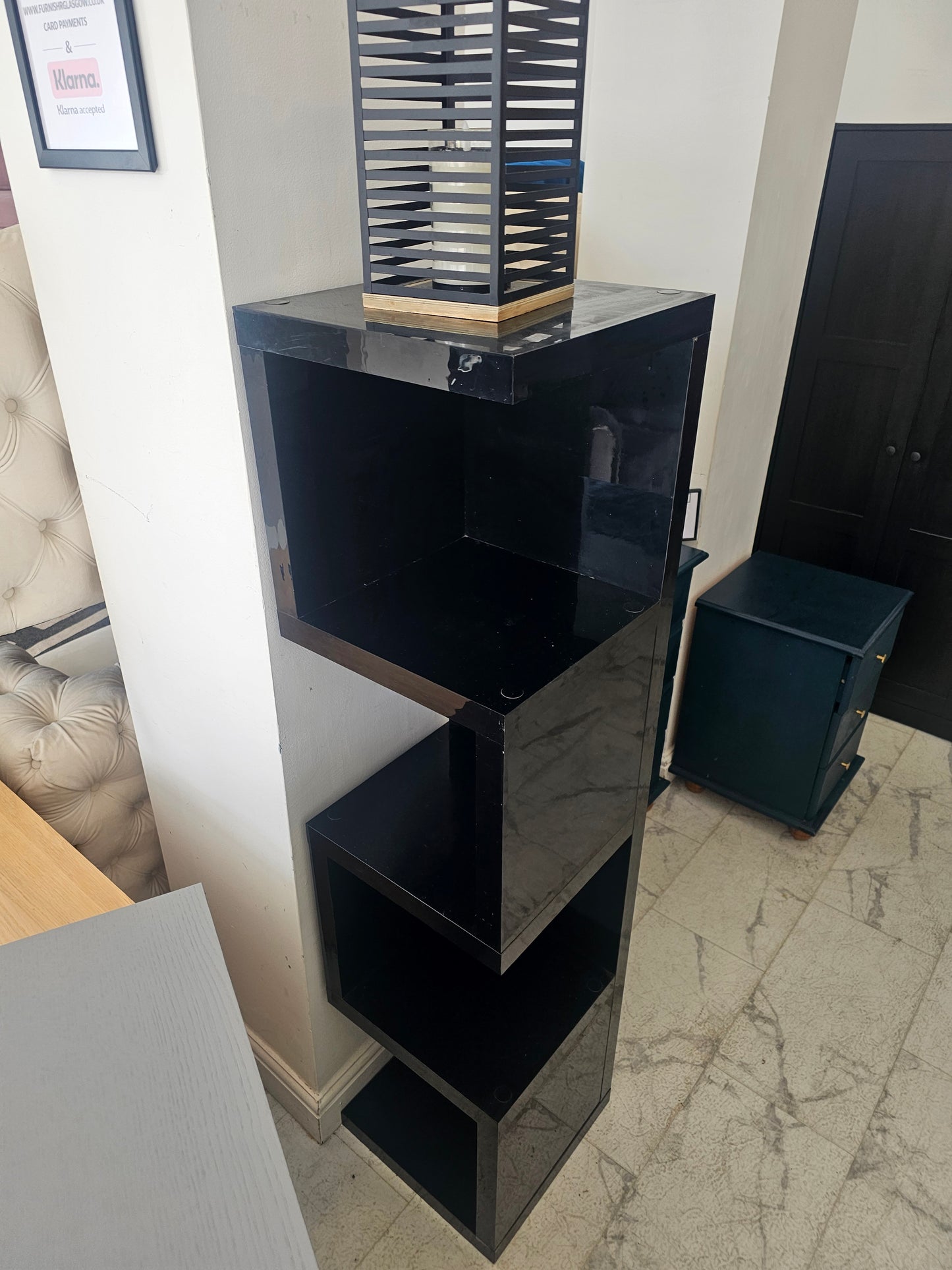 Black High Gloss Shelving Unit