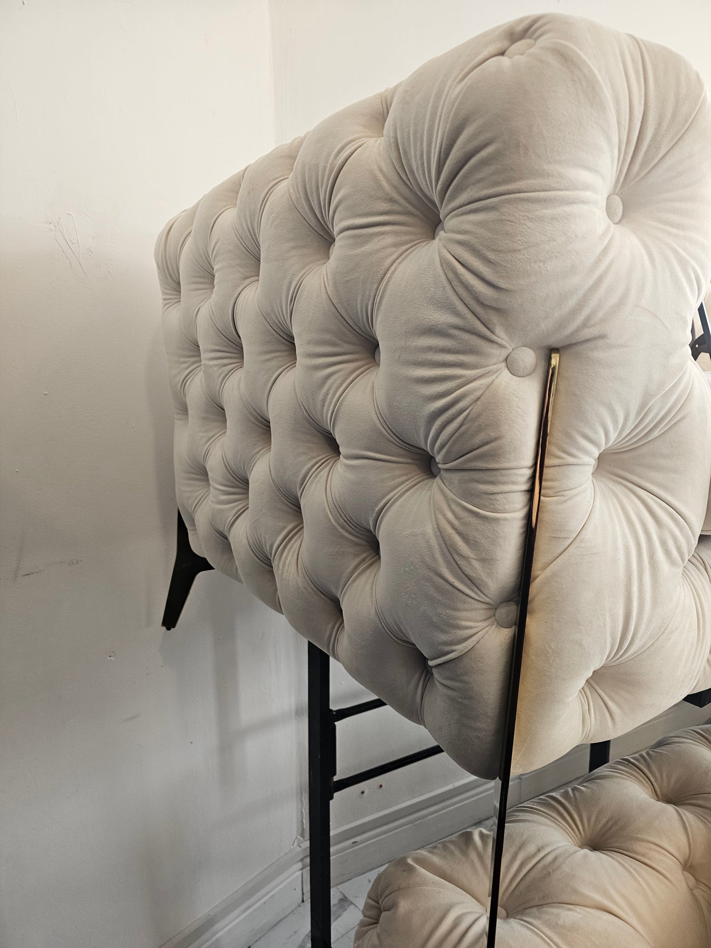 Chesterfield 2 x 2 Seater Sofas in Cream Velvet
