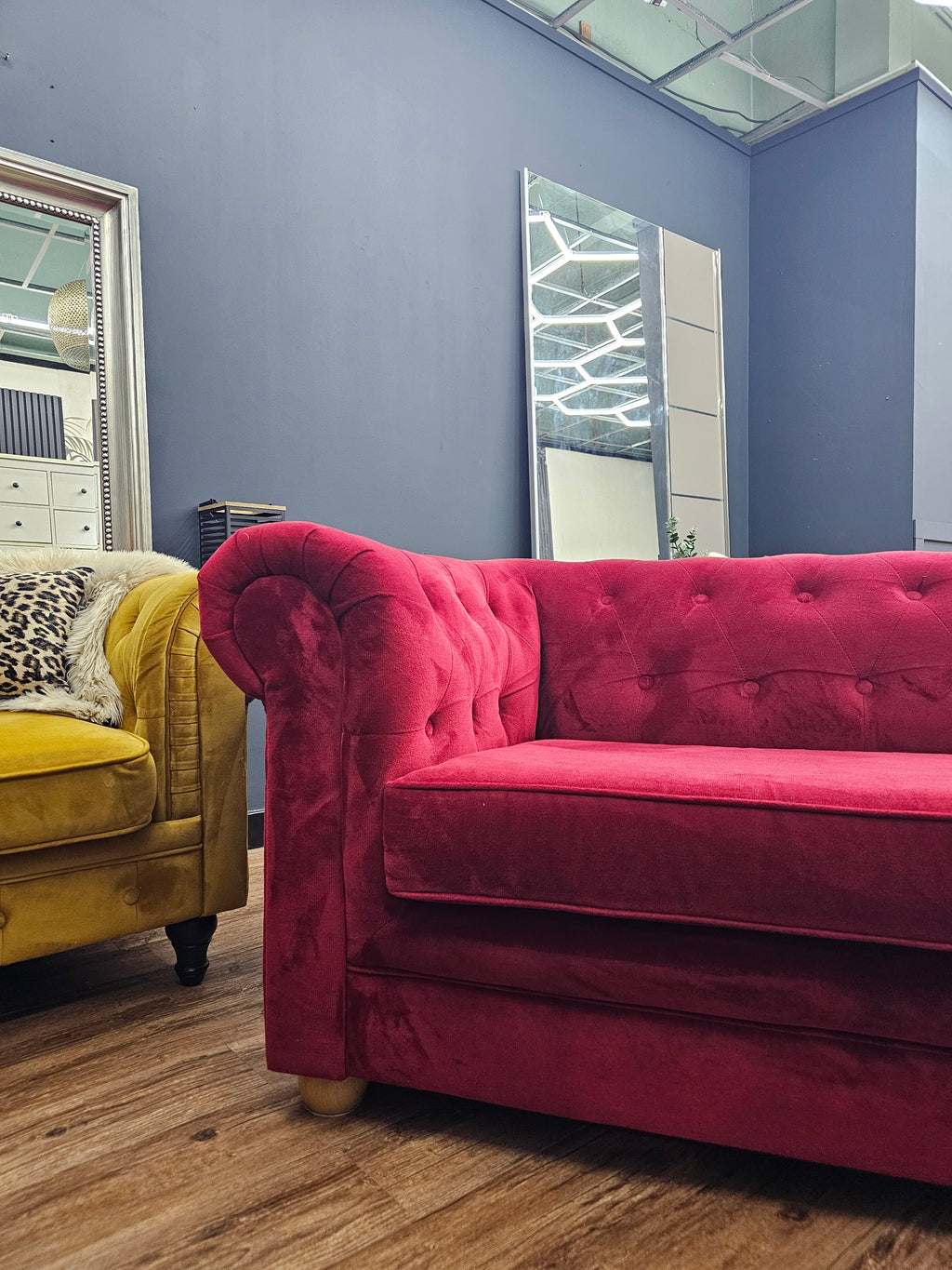 Red Chesterfield Style 3 Seater Sofa