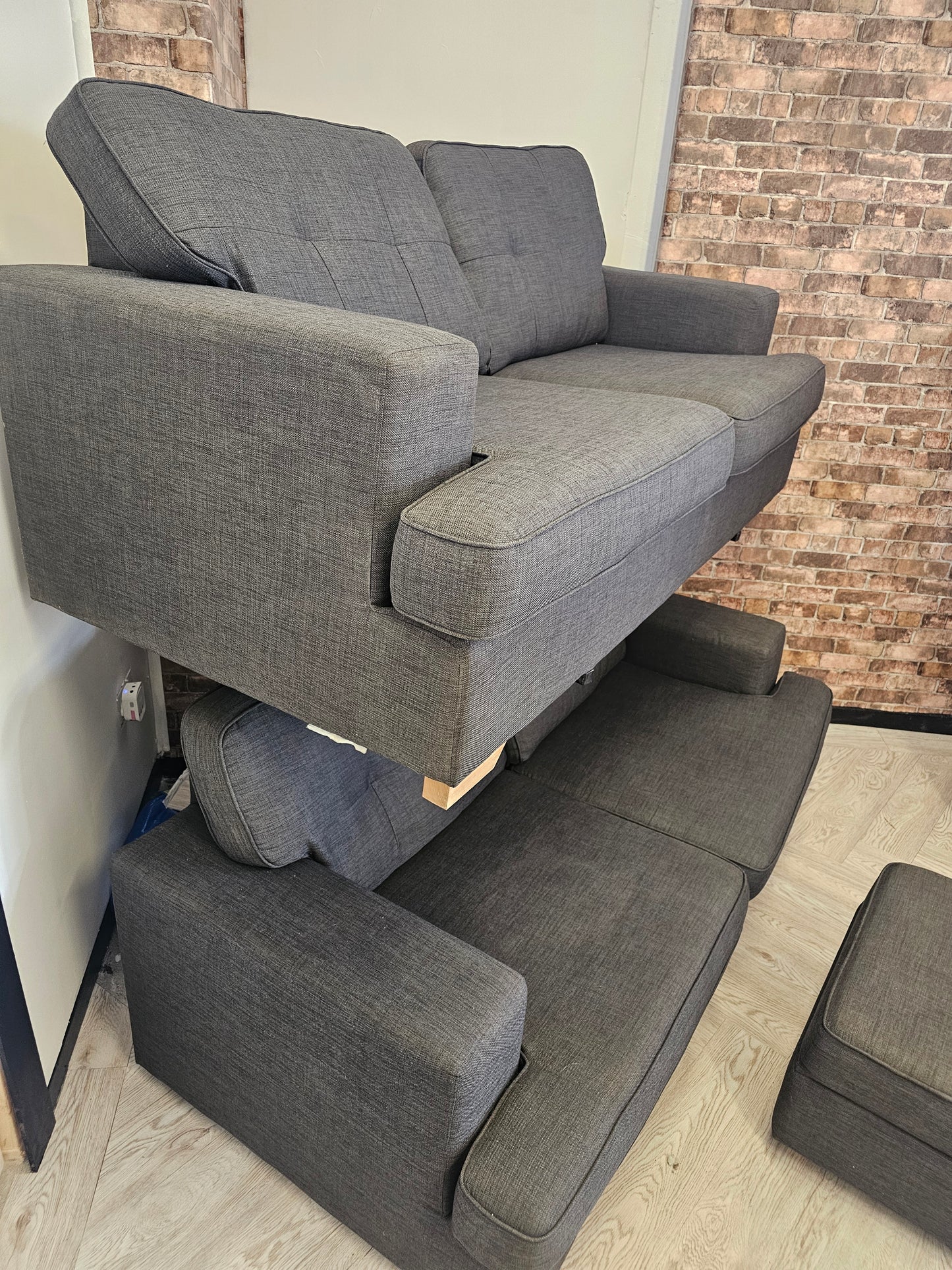 DFS Freya 3&2 Seater Charcoal Grey Sofas with Ottoman