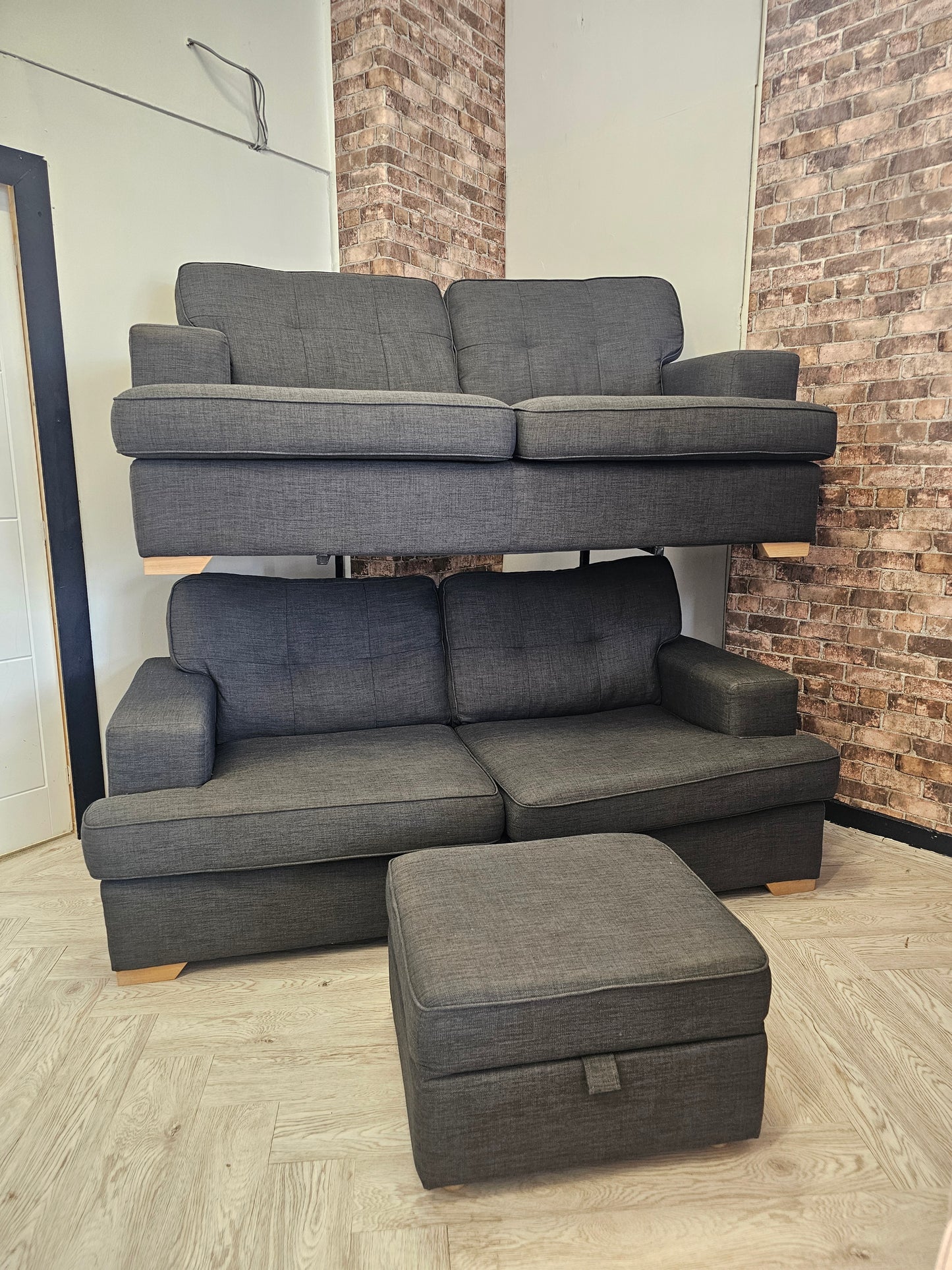 DFS Freya 3&2 Seater Charcoal Grey Sofas with Ottoman