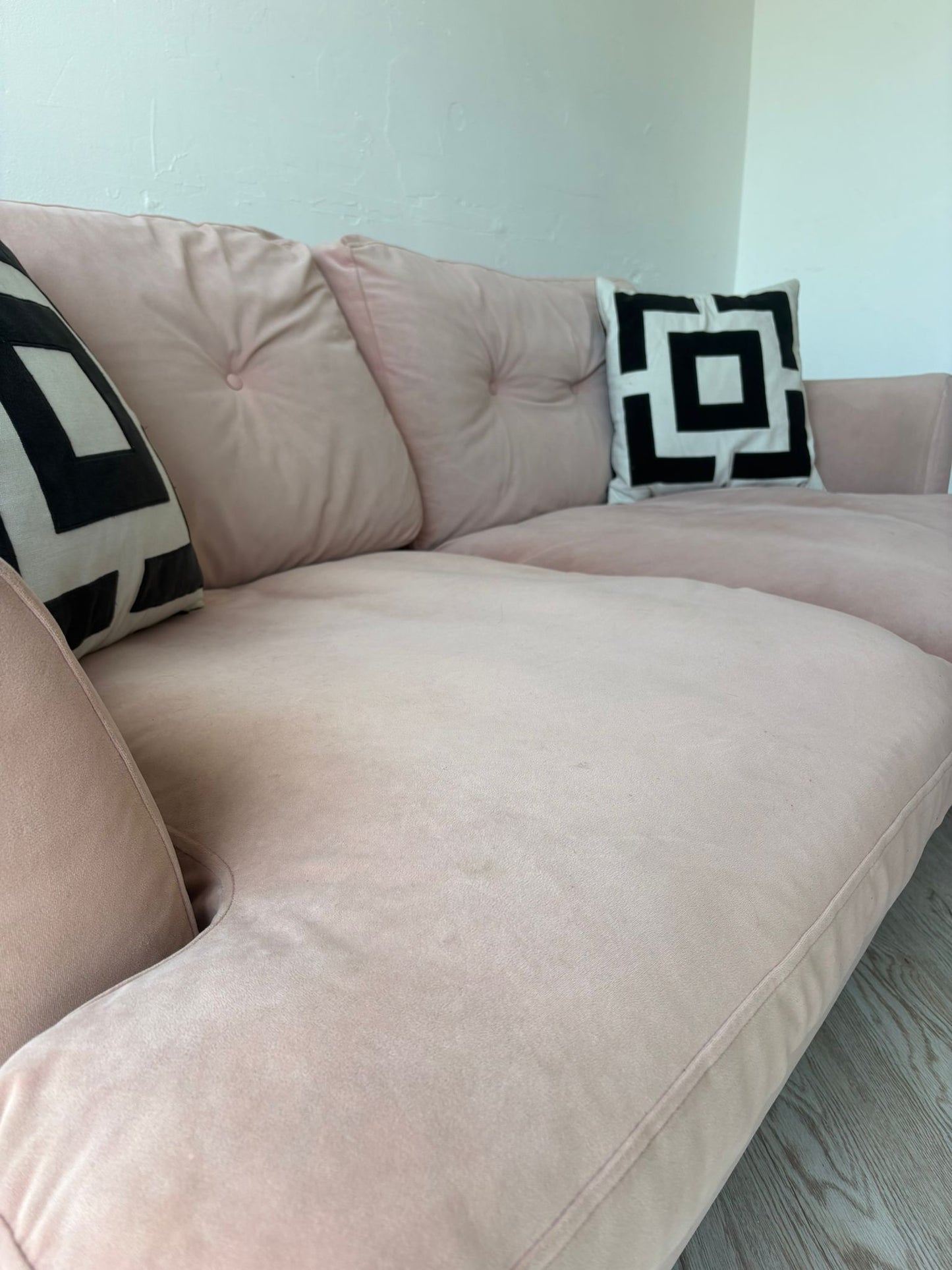 DFS Joules Patterdale Blush Pink 3 Seater Sofa in Delux Velvet @