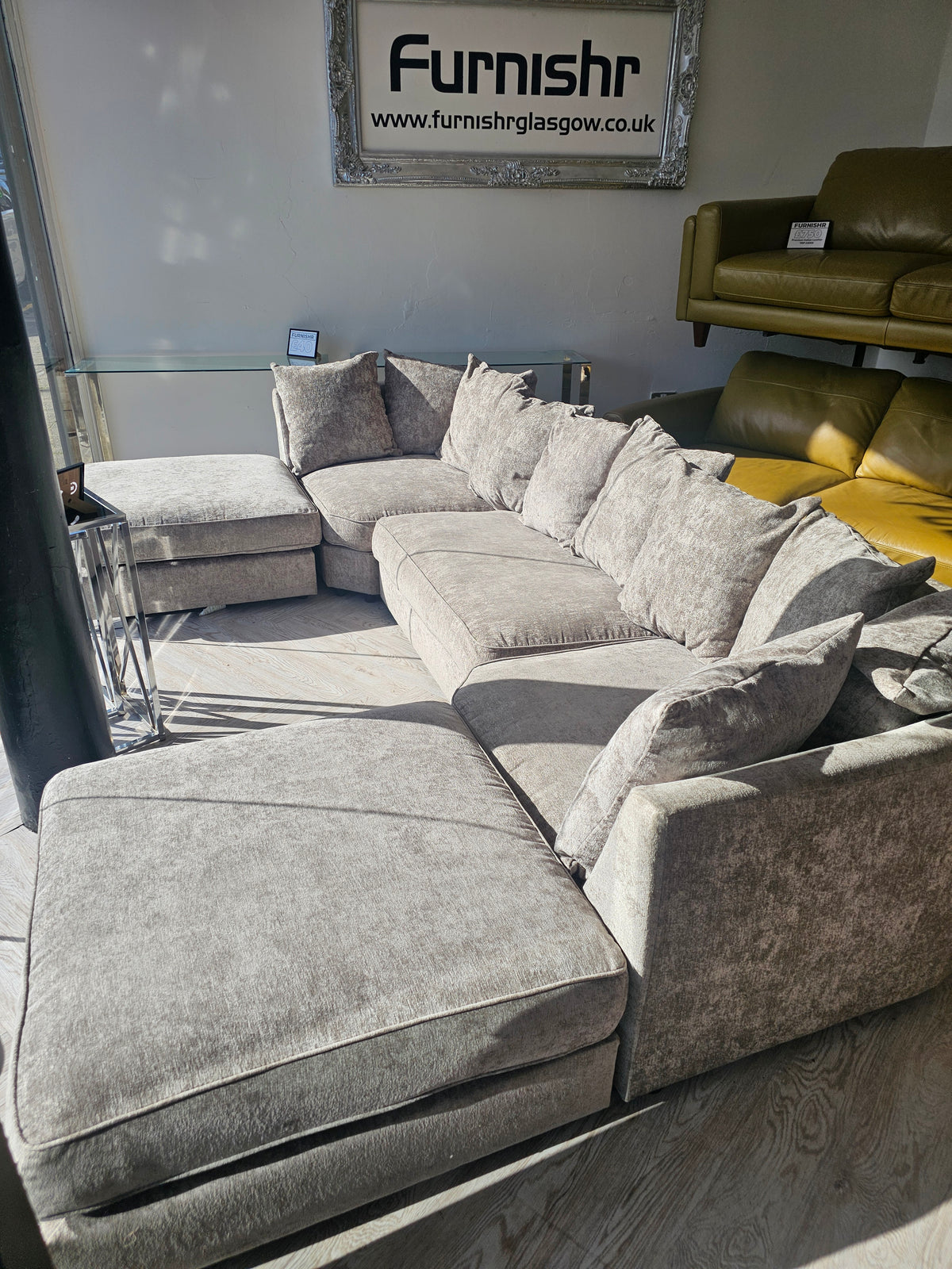 Sofaclub Bishop U-Shape Sofa in Frosty Mink Chenille @