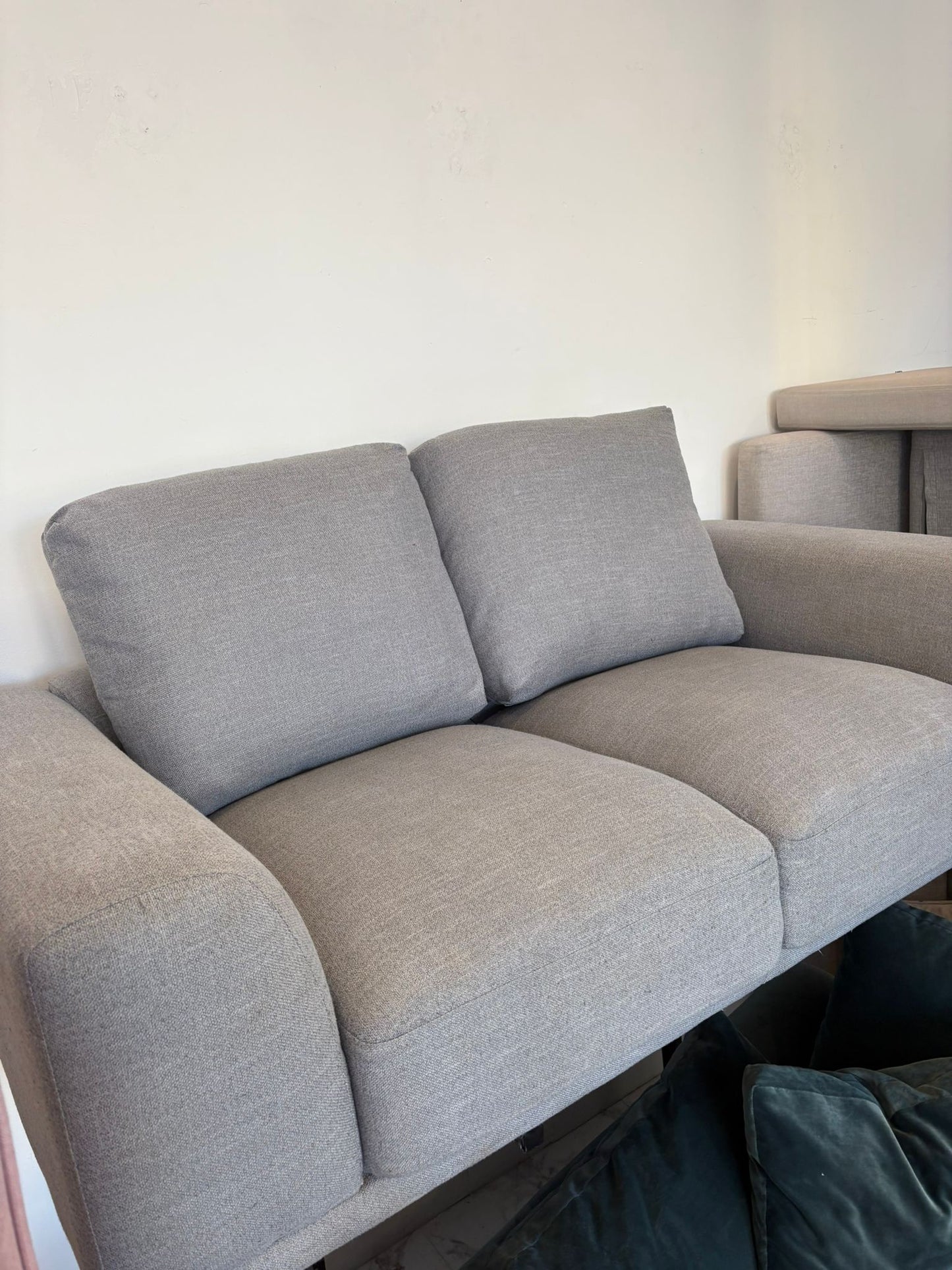 2 Seater Grey Fabric Sofa
