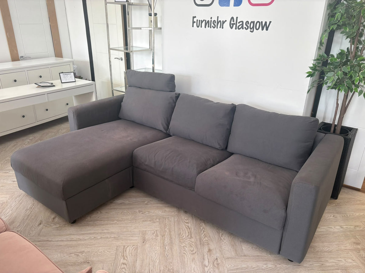 CLEARANCE Ikea Grey Corner Sofa with Ottoman Chaise #