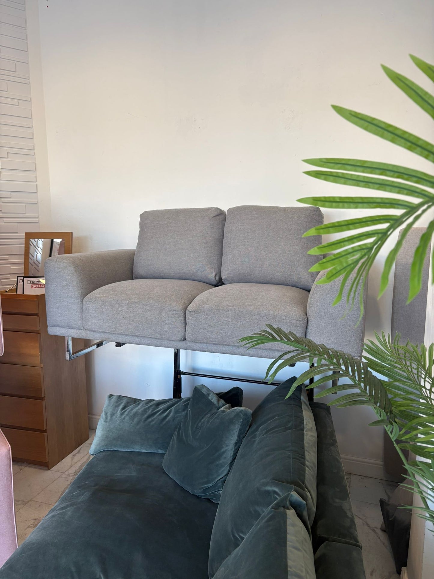 2 Seater Grey Fabric Sofa