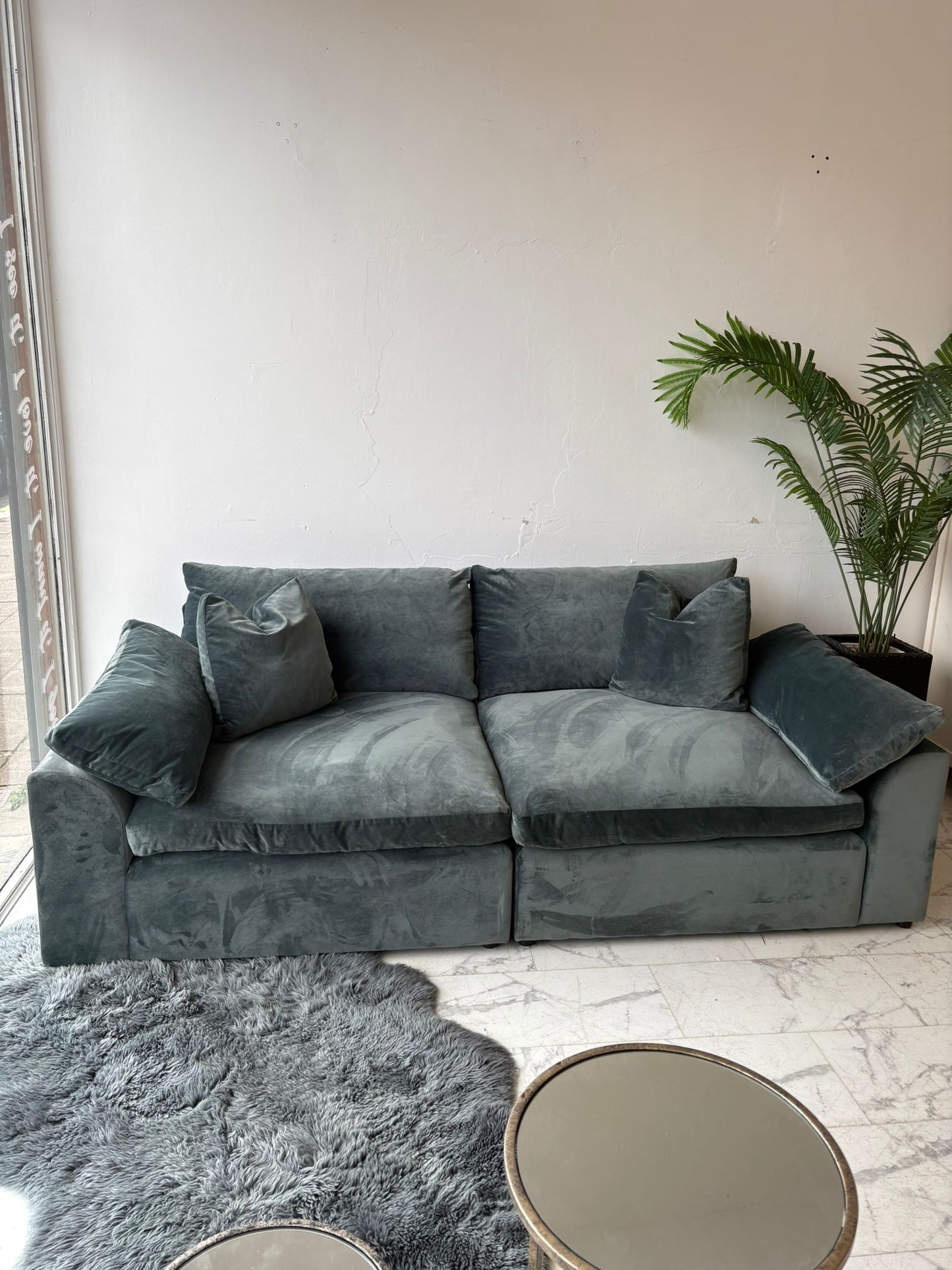 Loaf Cuddlemuffin Medium Sofa in Mermaid Plush Velvet *RRP £4095