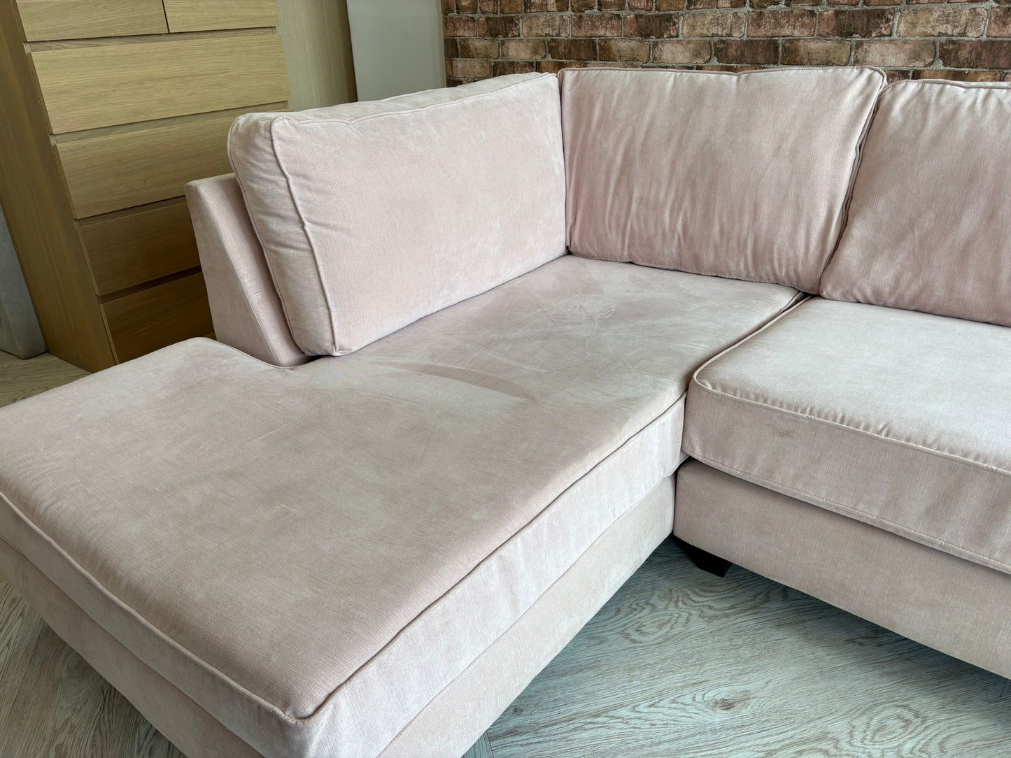 Pale Pink Corner Sofa @
