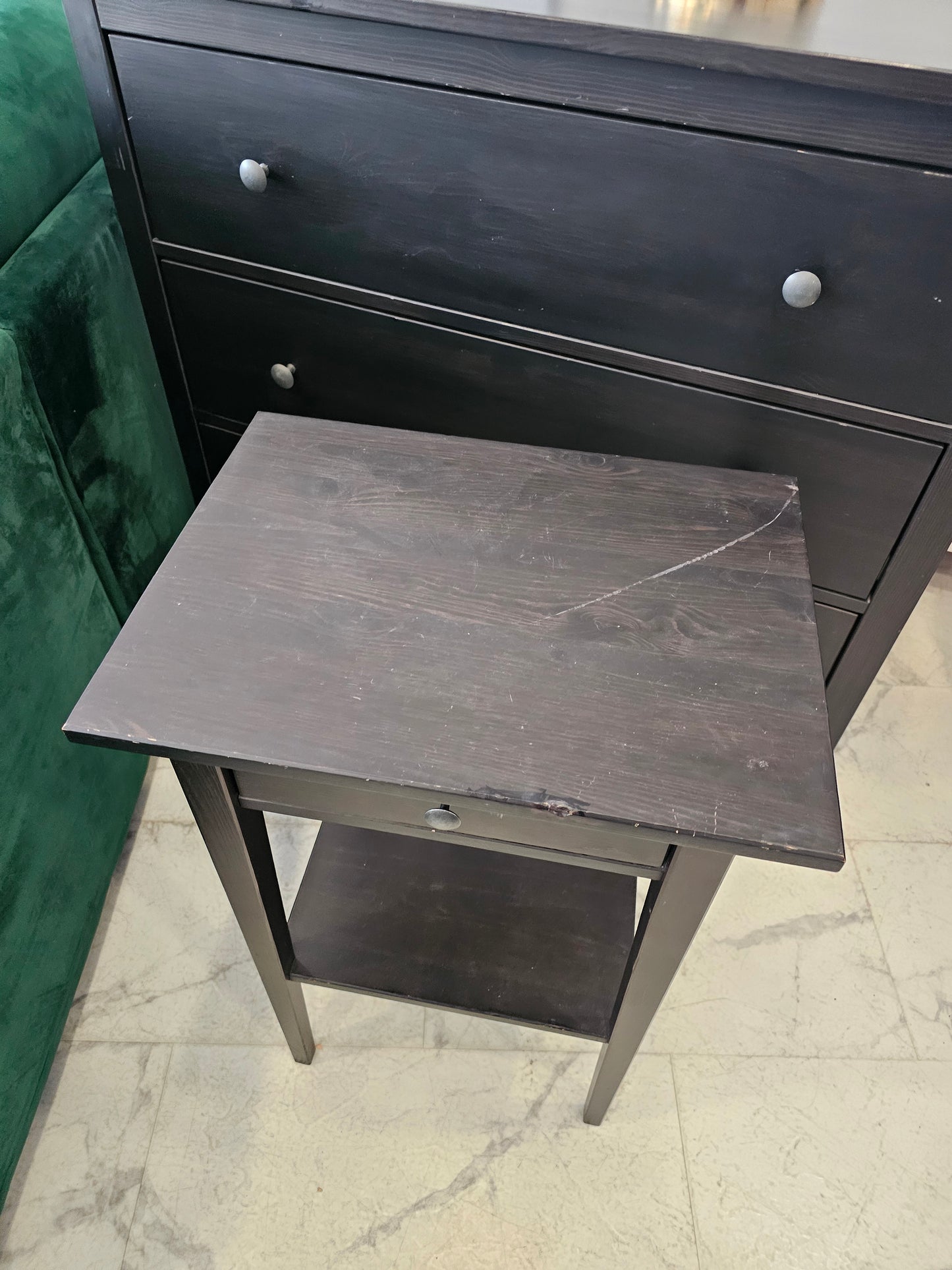 Ikea Hemnes Nightstand 1 Drawer Chest in Brown/Black (scratch hence lower price) A