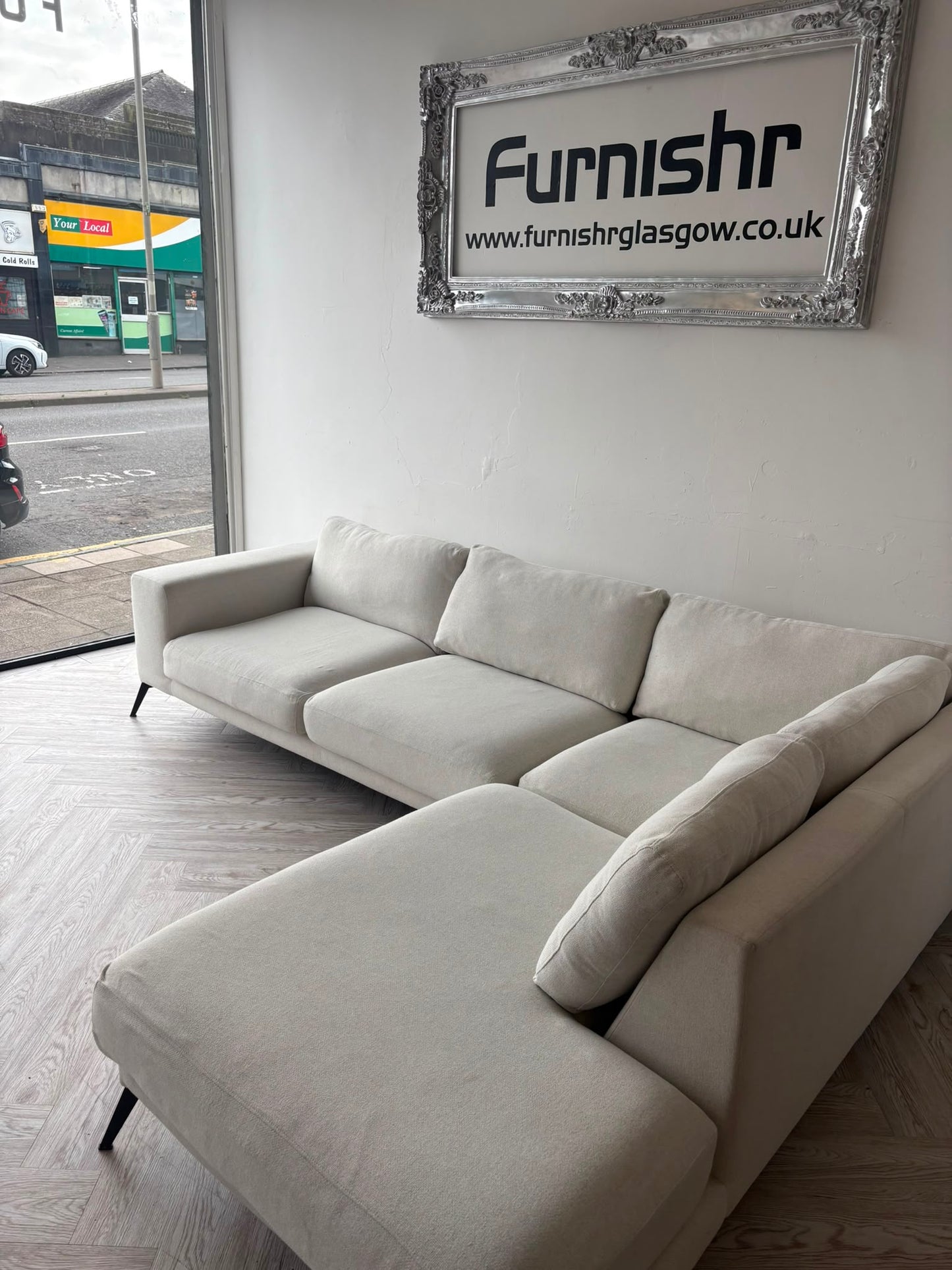 DFS Lexia Cream Fabric Corner Sofa #