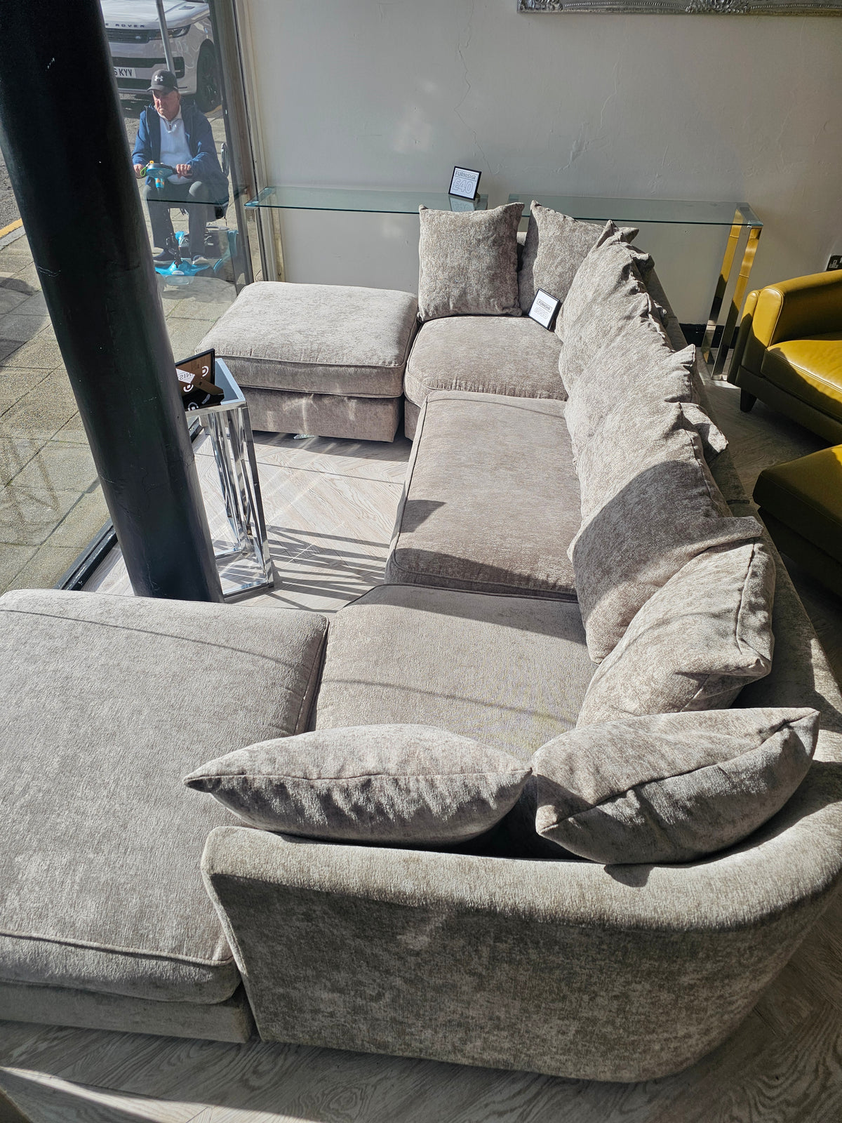 Sofaclub Bishop U-Shape Sofa in Frosty Mink Chenille @