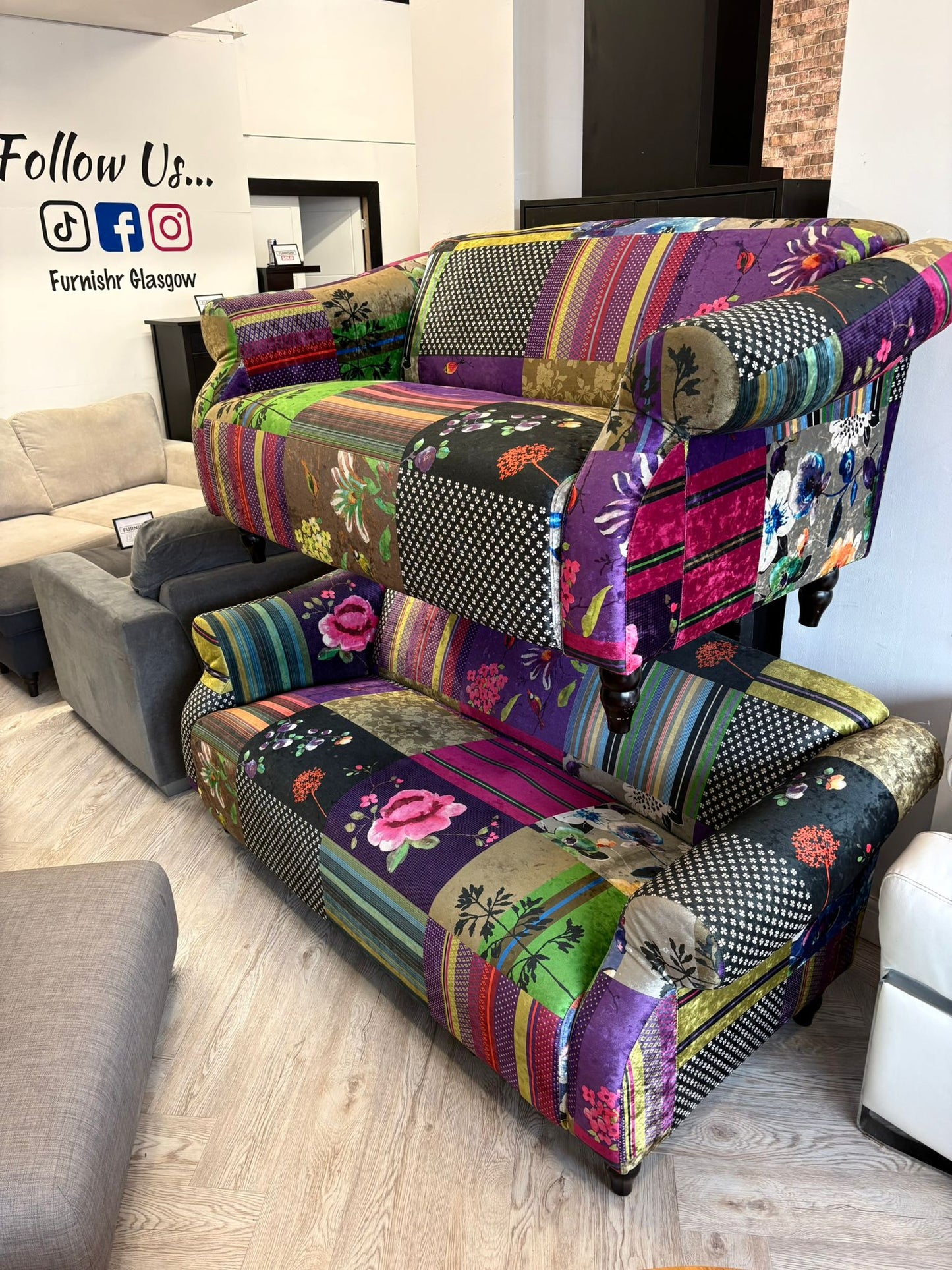 Multicoloured Patchwork 3&2 Seater Sofas #