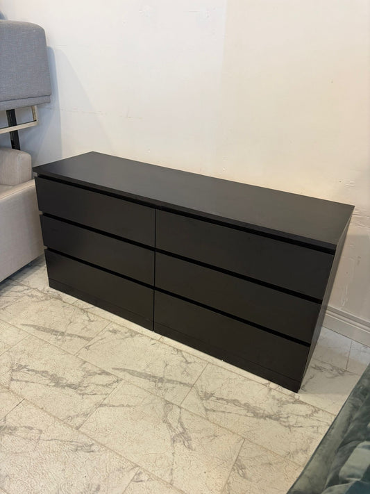Ikea Malm Black 6 Drawer Chest T