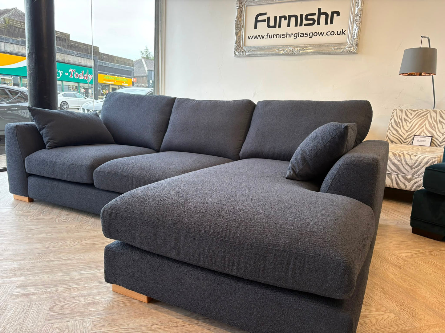 DFS Calix Navy Blue Corner Sofa in Immaculate As New Condition #
