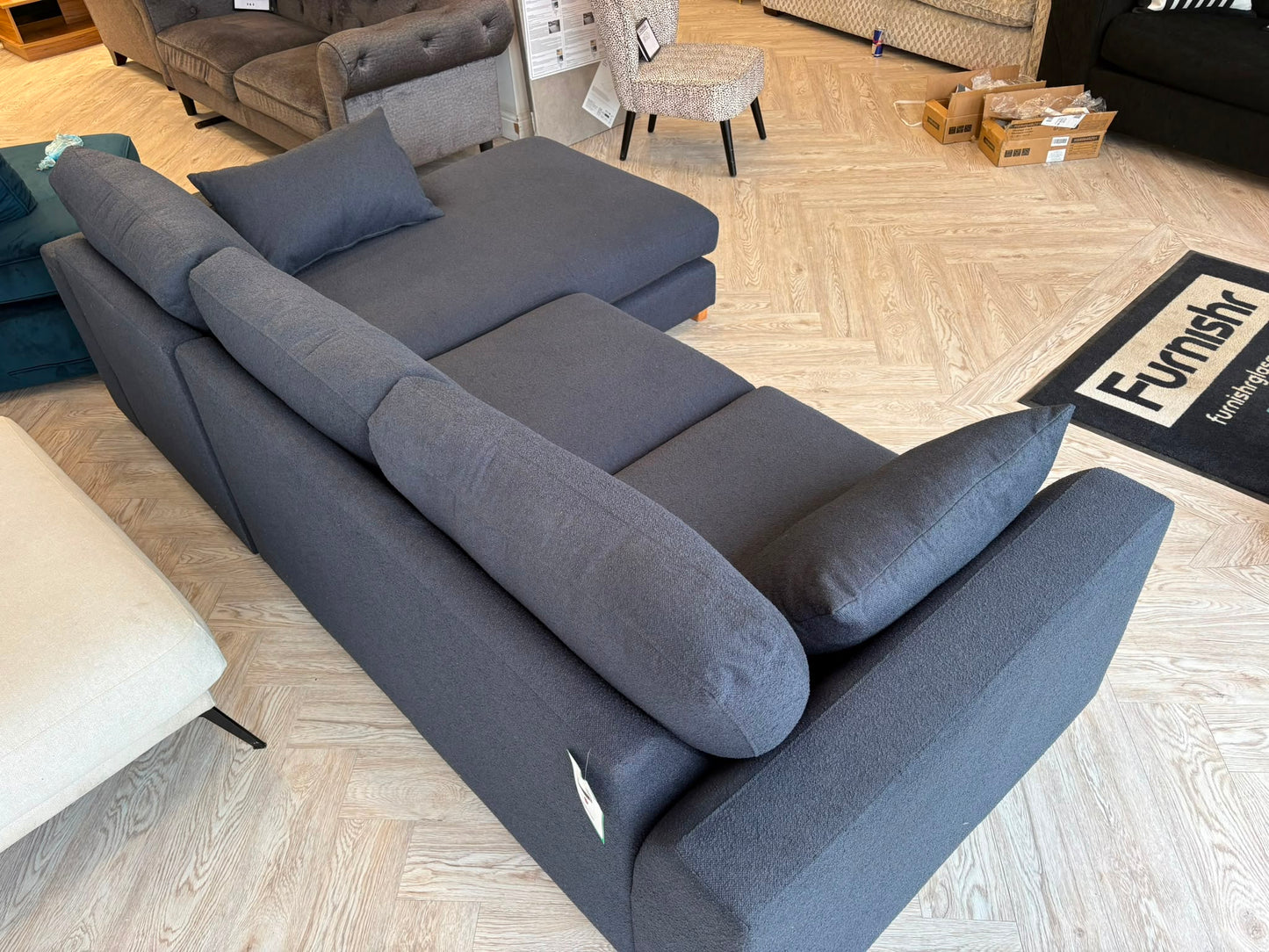 DFS Calix Navy Blue Corner Sofa in Immaculate As New Condition #