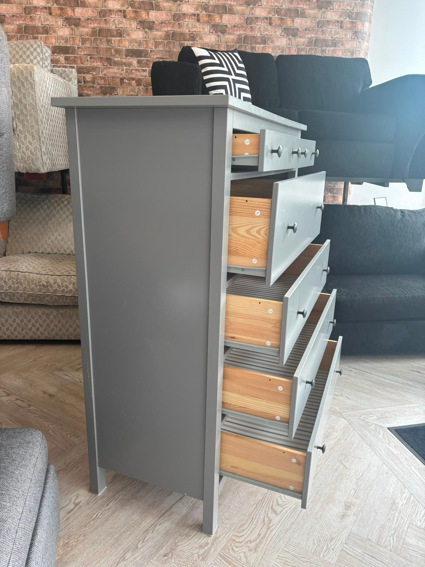 Ikea Hemnes Grey 6 Drawer Chest #