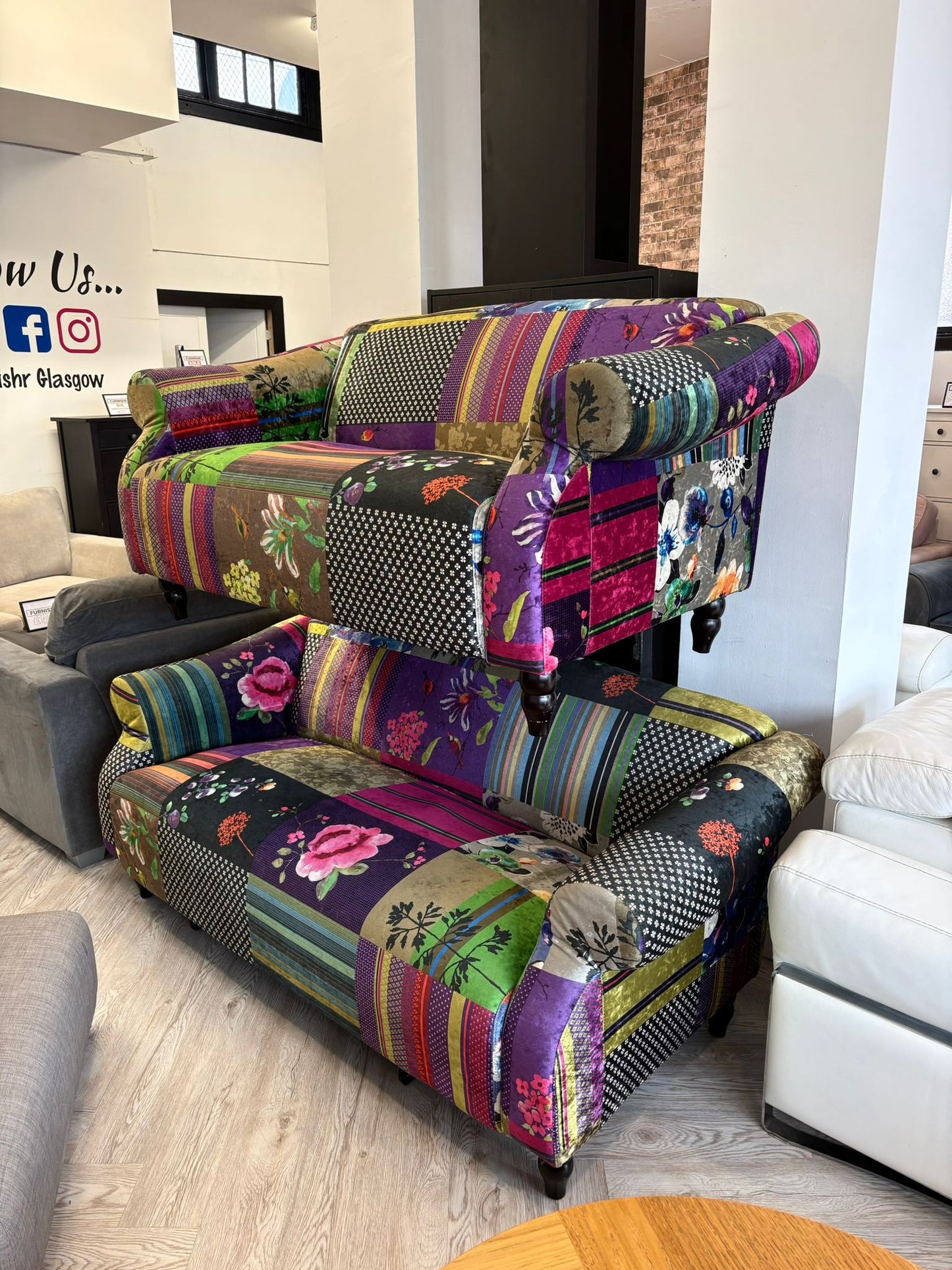 Multicoloured Patchwork 3&2 Seater Sofas #