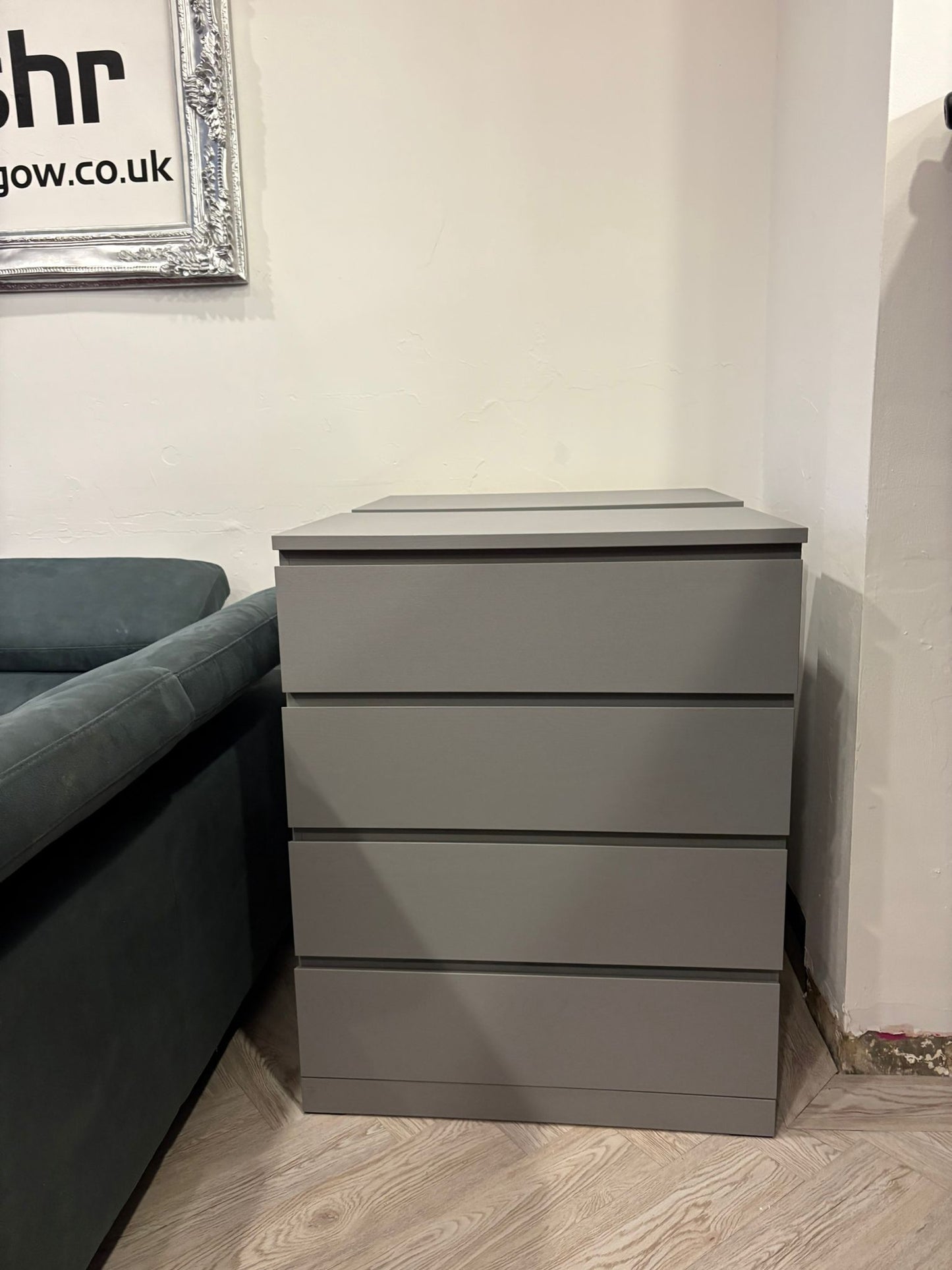 Ikea Malm Grey 4 Drawer Chest (as new condition) #