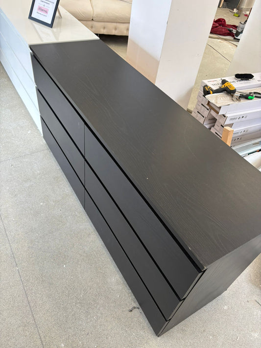 Ikea Malm Black 6 Drawer Chest T