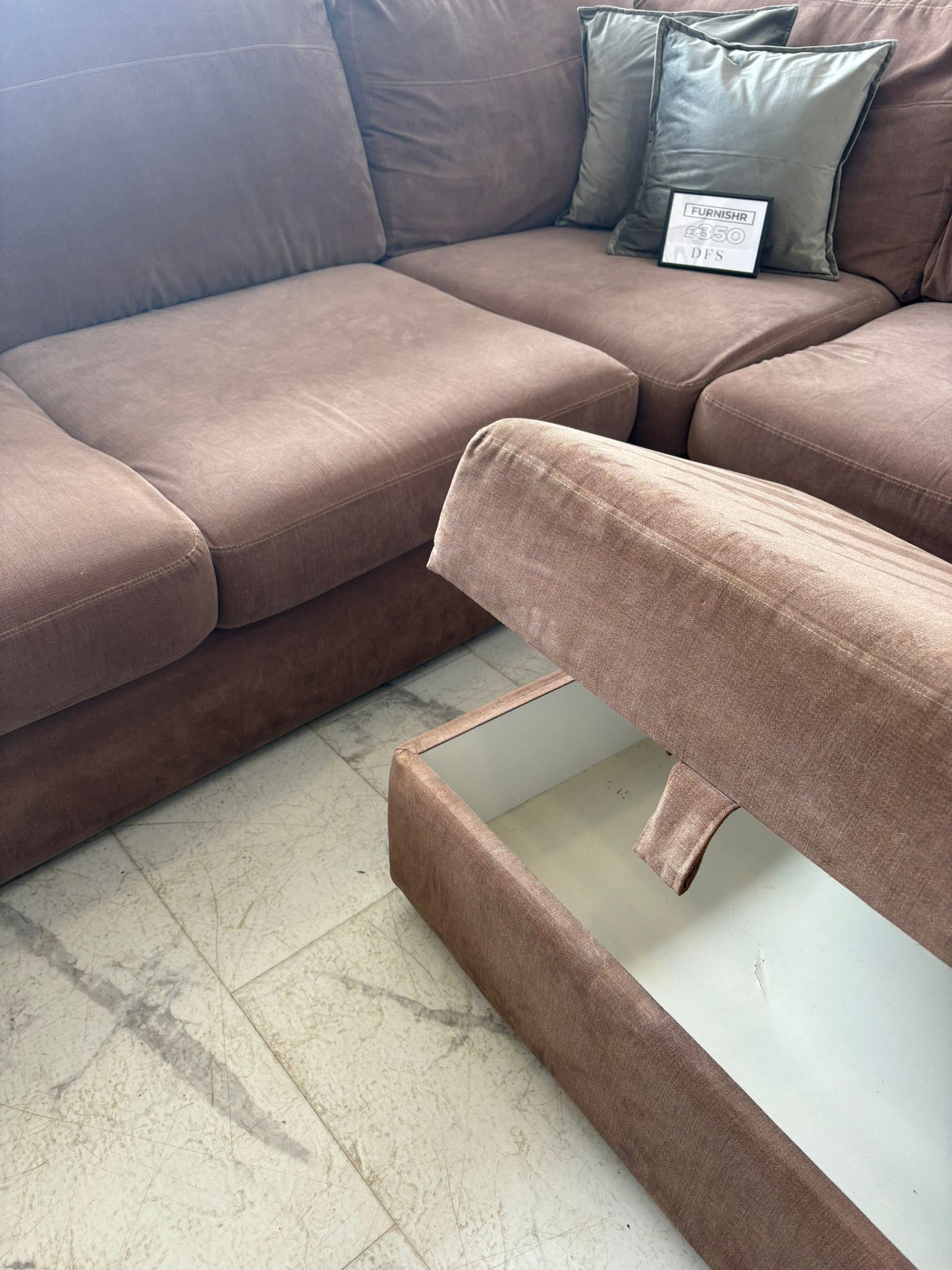 DFS Orka Mocha Corner Sofa & Ottoman B