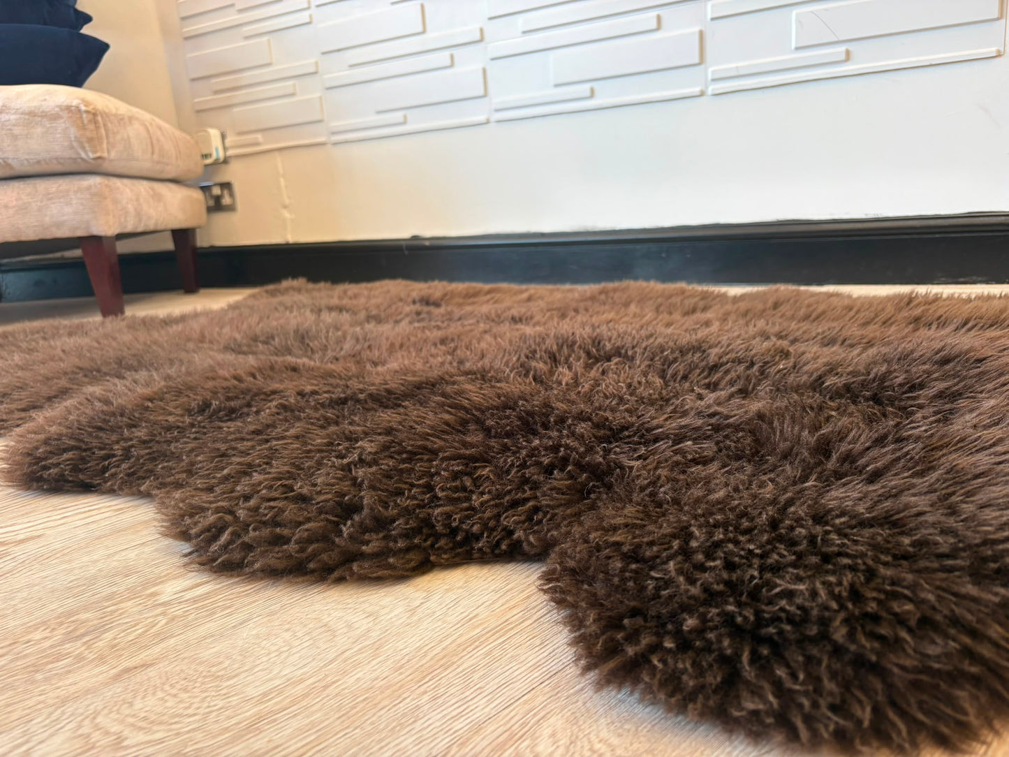 Large Chocolate Brown 100% Sheepskin Rug 160cm