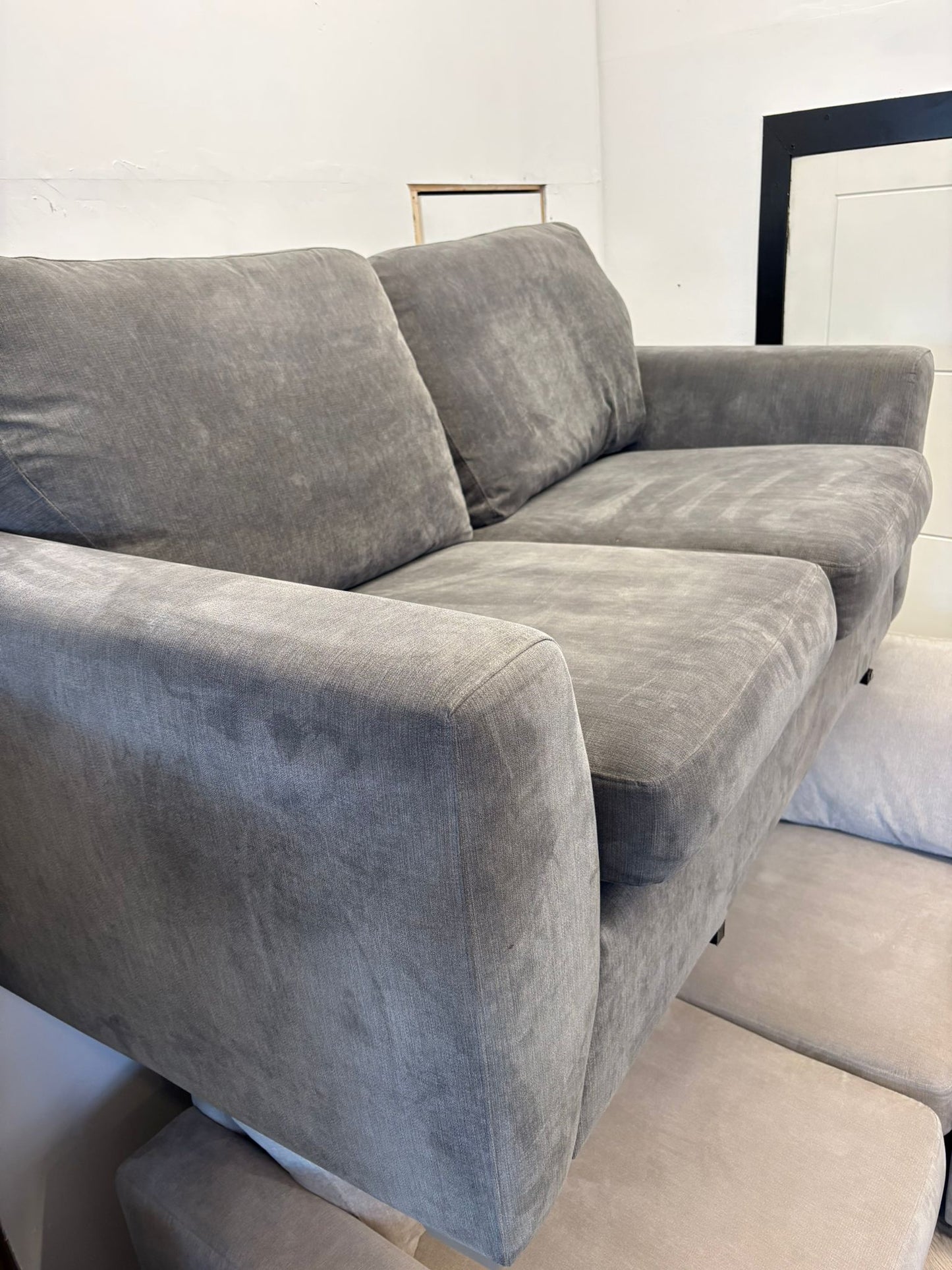 DFS Non Quilted Orka Grey 2 Seater Sofa @
