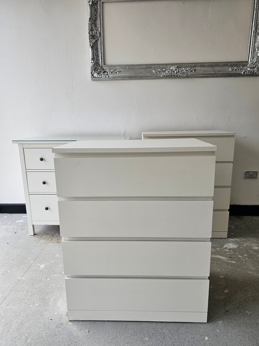 Ikea Malm White 4 Drawer Chest (minor surface damage) T