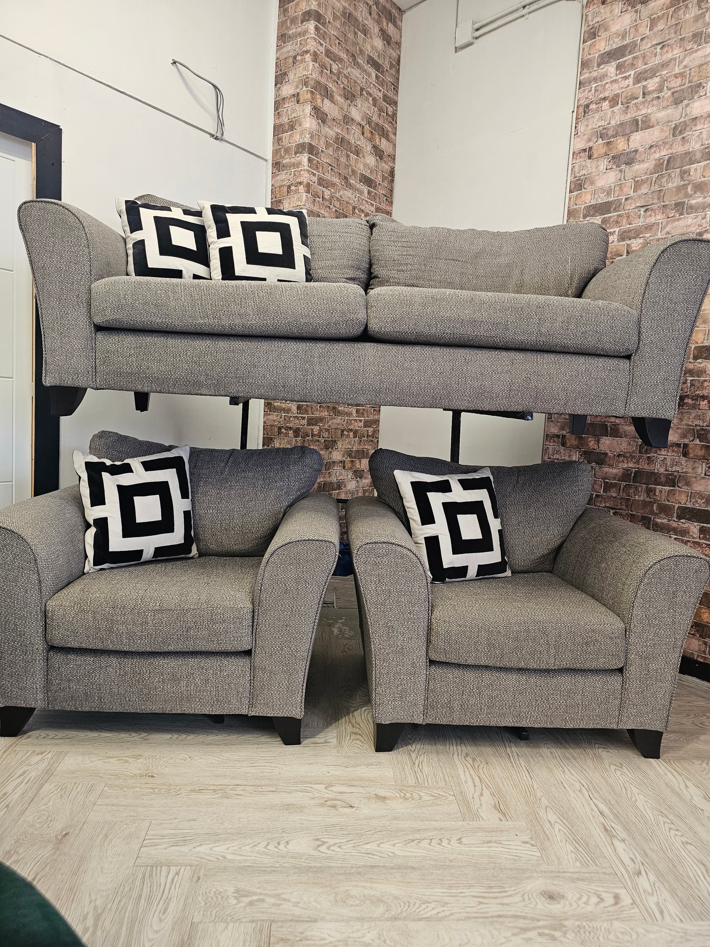 SCS Theo Greige 3 Seater Sofa & 2 Armchairs @