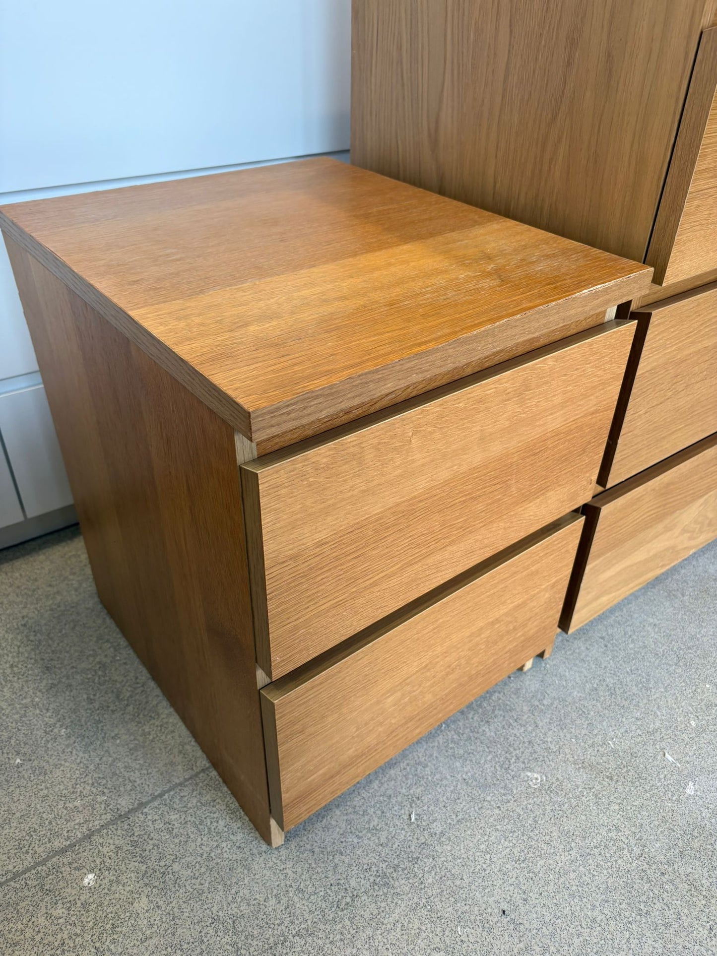 Ikea Malm Oak 2 Drawer Bedside Chest A