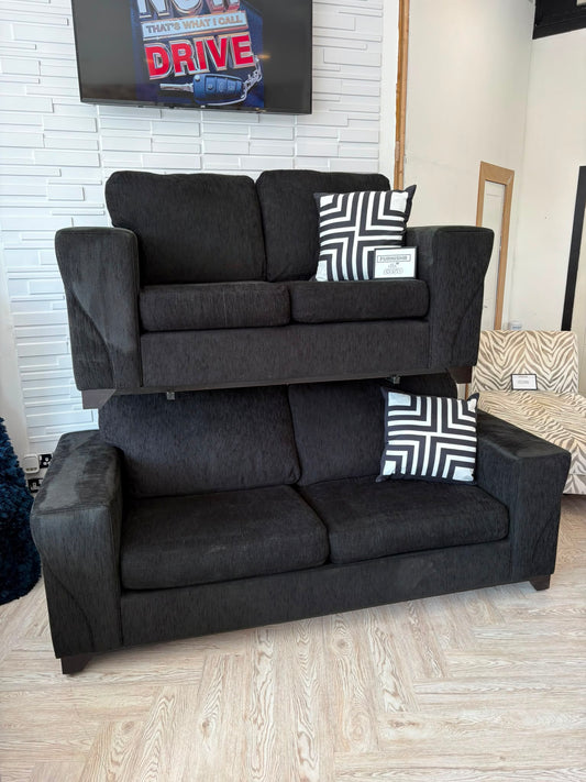 DFS Black Sofa Bed 3&2 Seater Sofas @