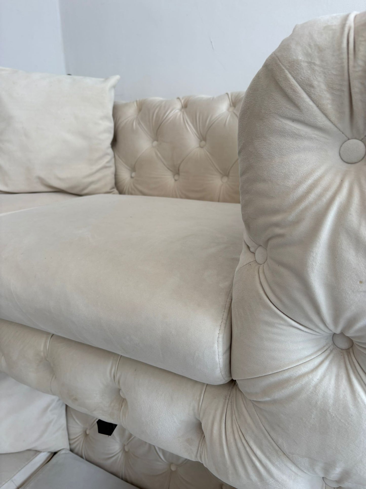 Chesterfield 2 x 2 Seater Sofas in Cream Velvet