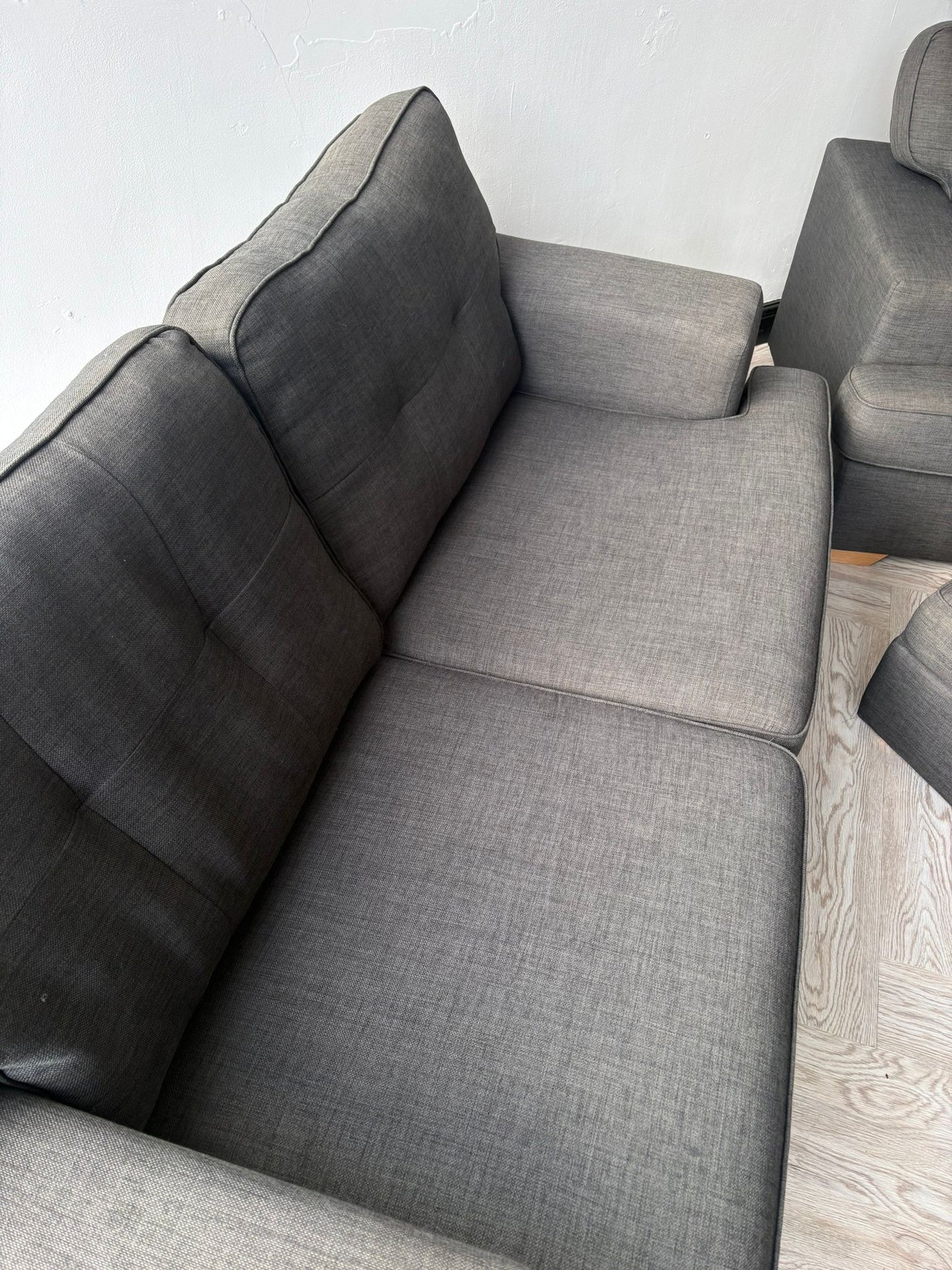 DFS Freya 3&2 Seater Sofas & Ottoman in Charcoal Grey #