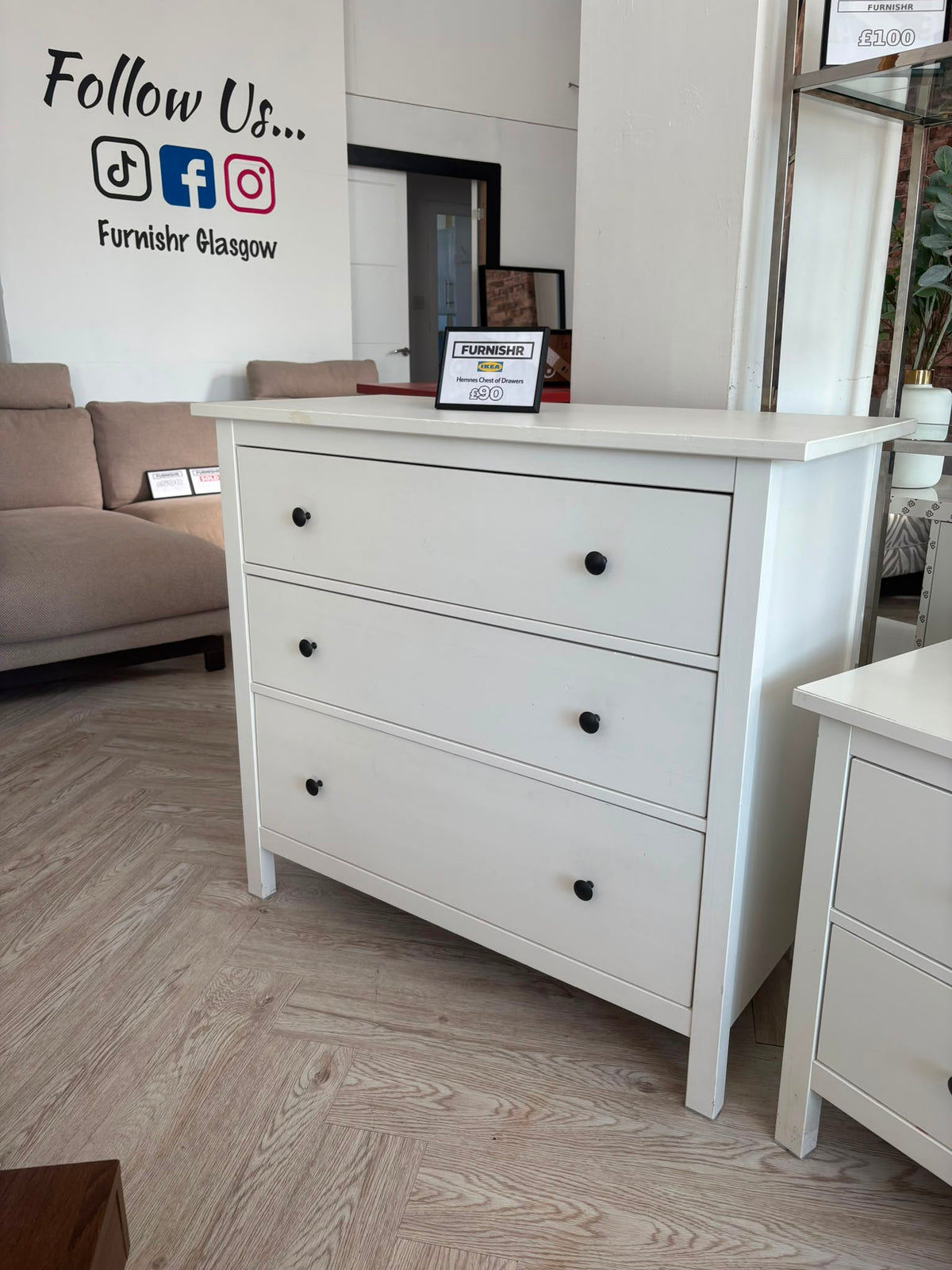 Ikea Hemnes White 3 Drawer Chest #
