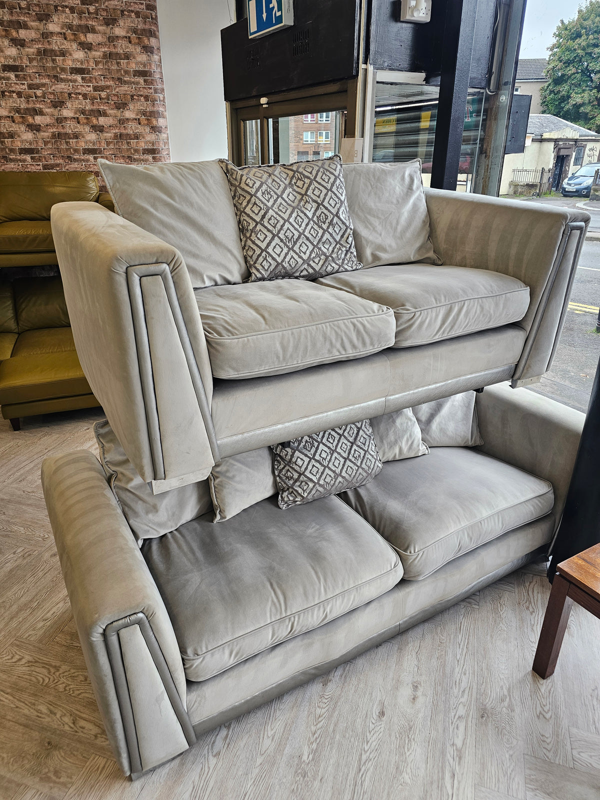 DFS Gigi Plush Grey 3 & 2 Seater Sofas #