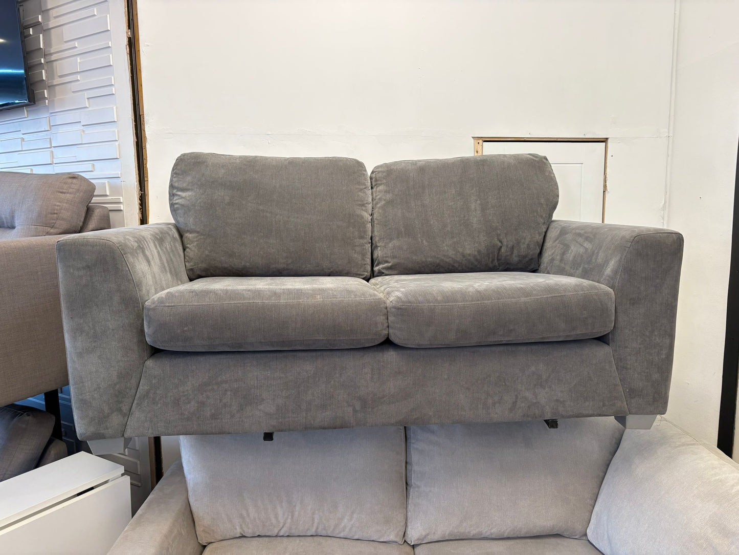 DFS Non Quilted Orka Grey 2 Seater Sofa @