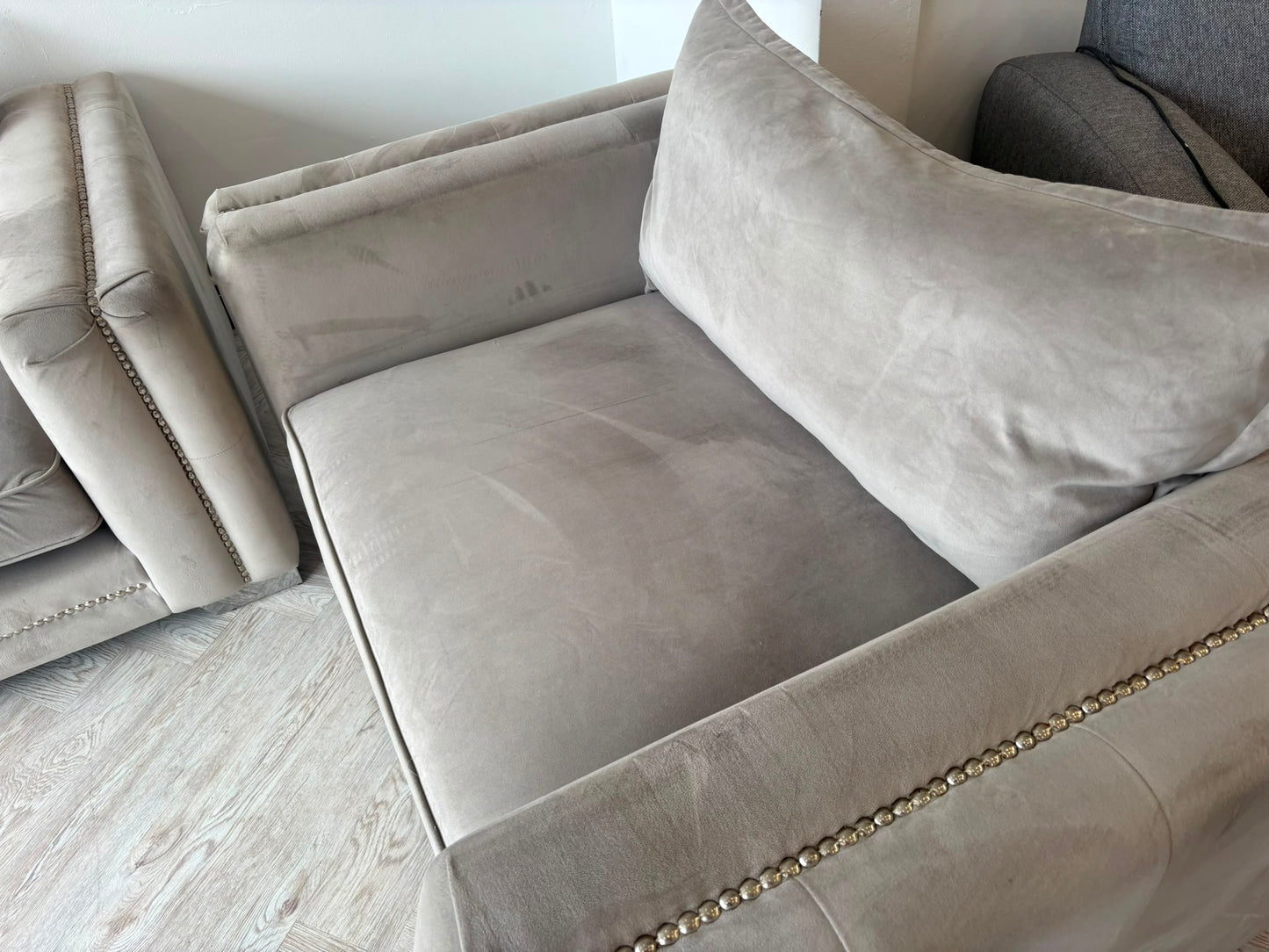 ScS Laurence Llewelyn-Bowen Regency Range Greige Fabric 3 Seater Sofa & Loveseat *RRP £3100 #