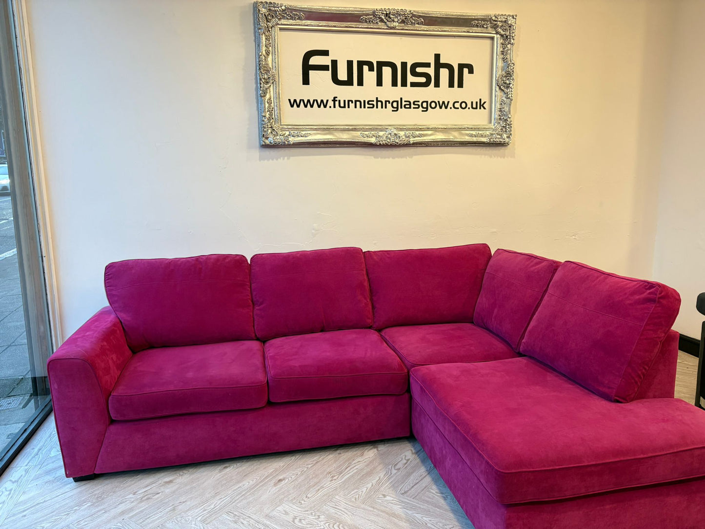 DFS Orka Corner Sofa in Hot Pink (matching swivel chair also available)#