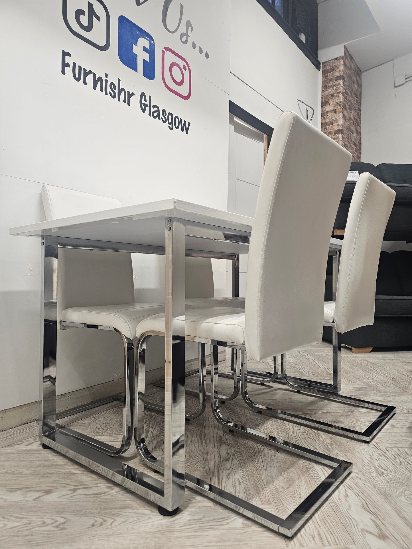 Dining Table & 4 Faux Leather Chairs (table has been wrapped)@