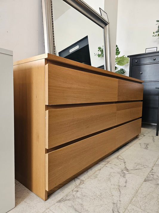 Ikea Malm Oak 6 Drawer Chest T