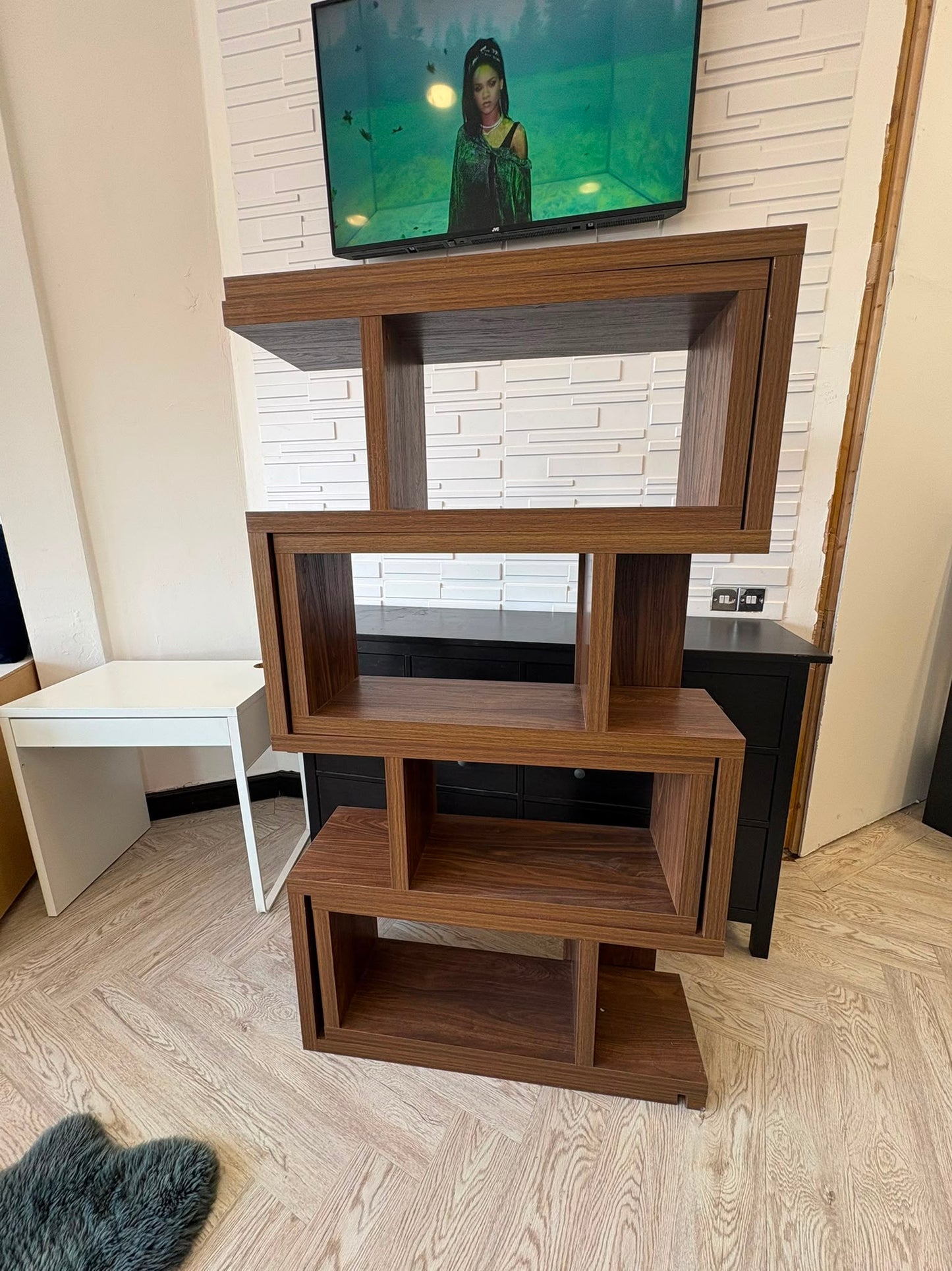 NEXT Dark Bronx Oak Effect Display Shelf