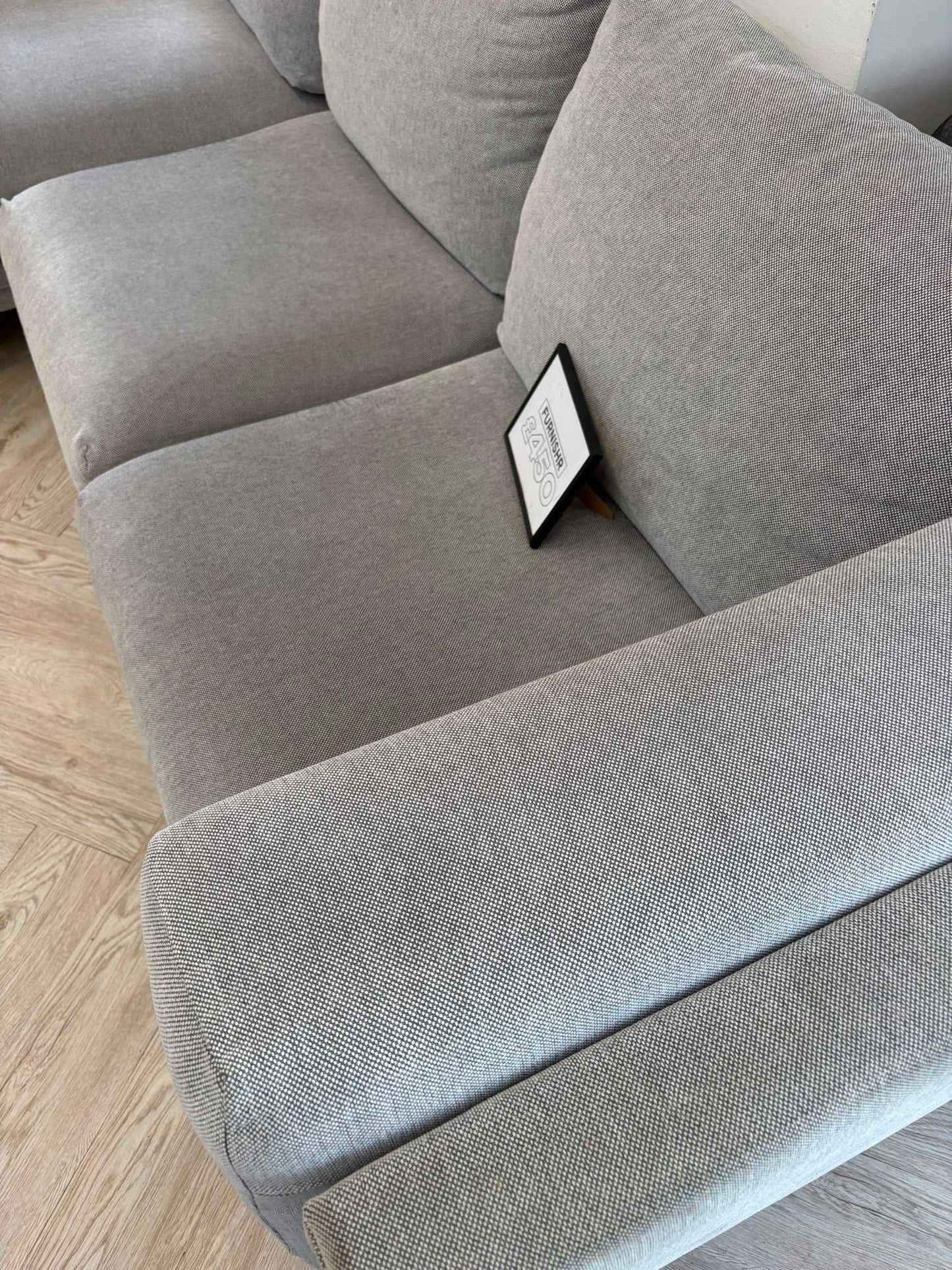 Ikea Nockeby Grey Fabric 3 Seater Chaise Sofa @