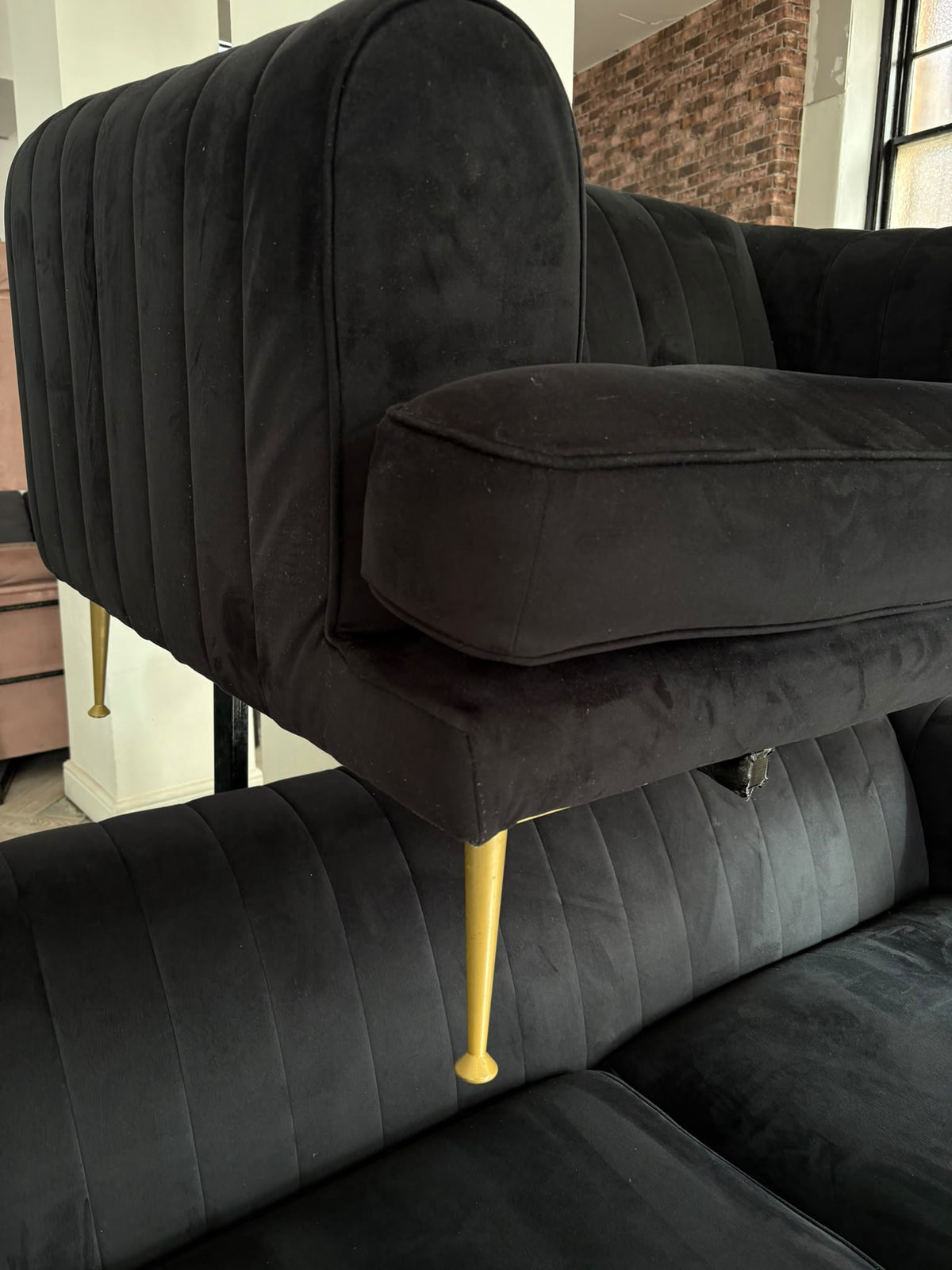 Sofology Enchanted Black Plush Sofa & Loveseat #