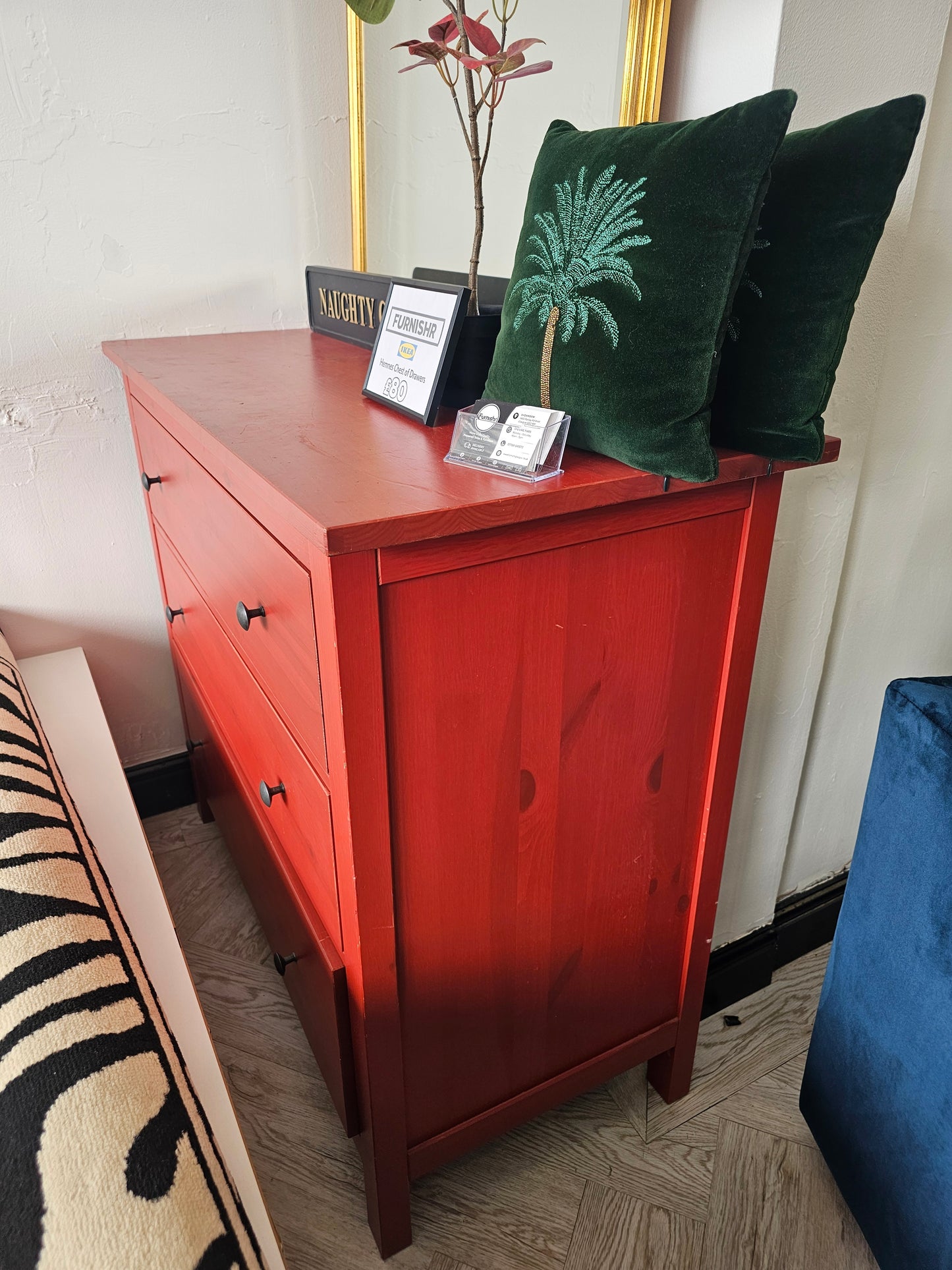 Ikea Hemnes Red 3 Drawer Chest #