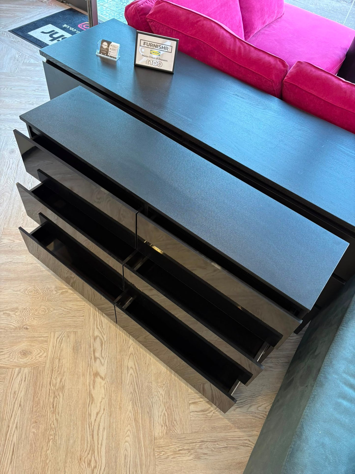 The Range Slimline Black High Gloss 6 Drawer Chest @