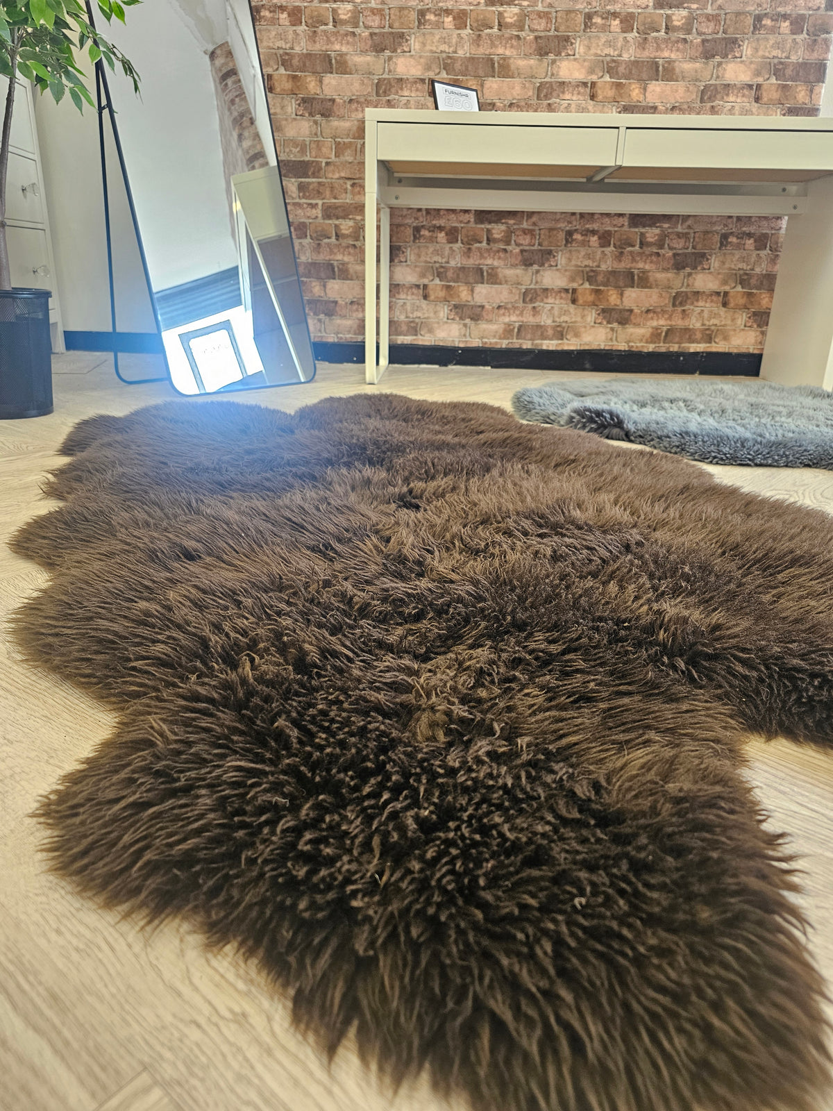 Large Chocolate Brown 100% Sheepskin Rug @#