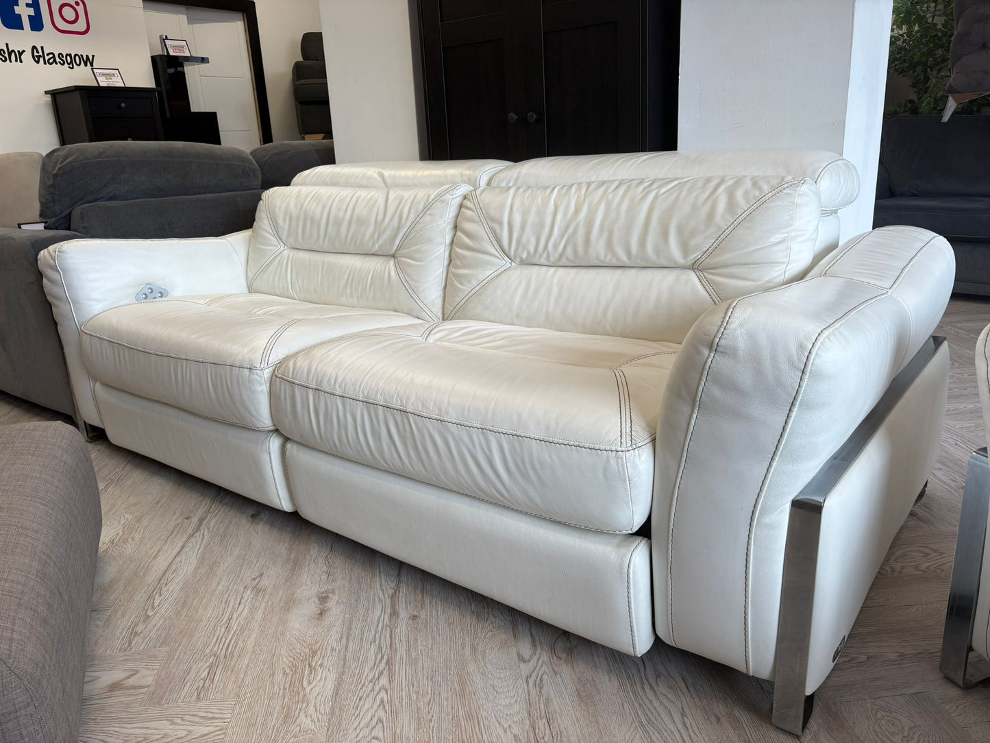 SCS SiSi Italia White Leather Power Recliner 3 Seater Sofa & Chair @#