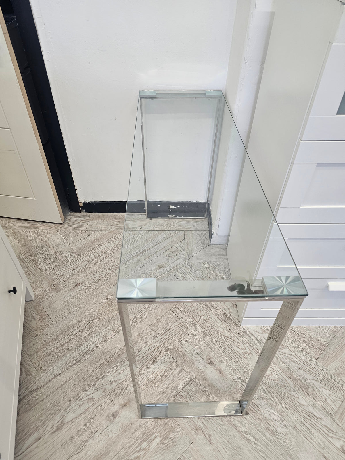 Chrome & Glass Console Table/ Desk / Hairdresser Station @#