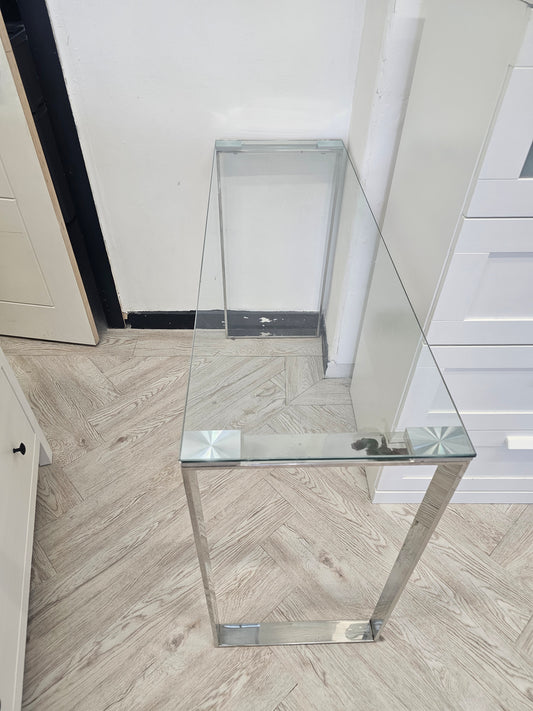 Chrome & Glass Console Table/ Desk / Hairdresser Station @#