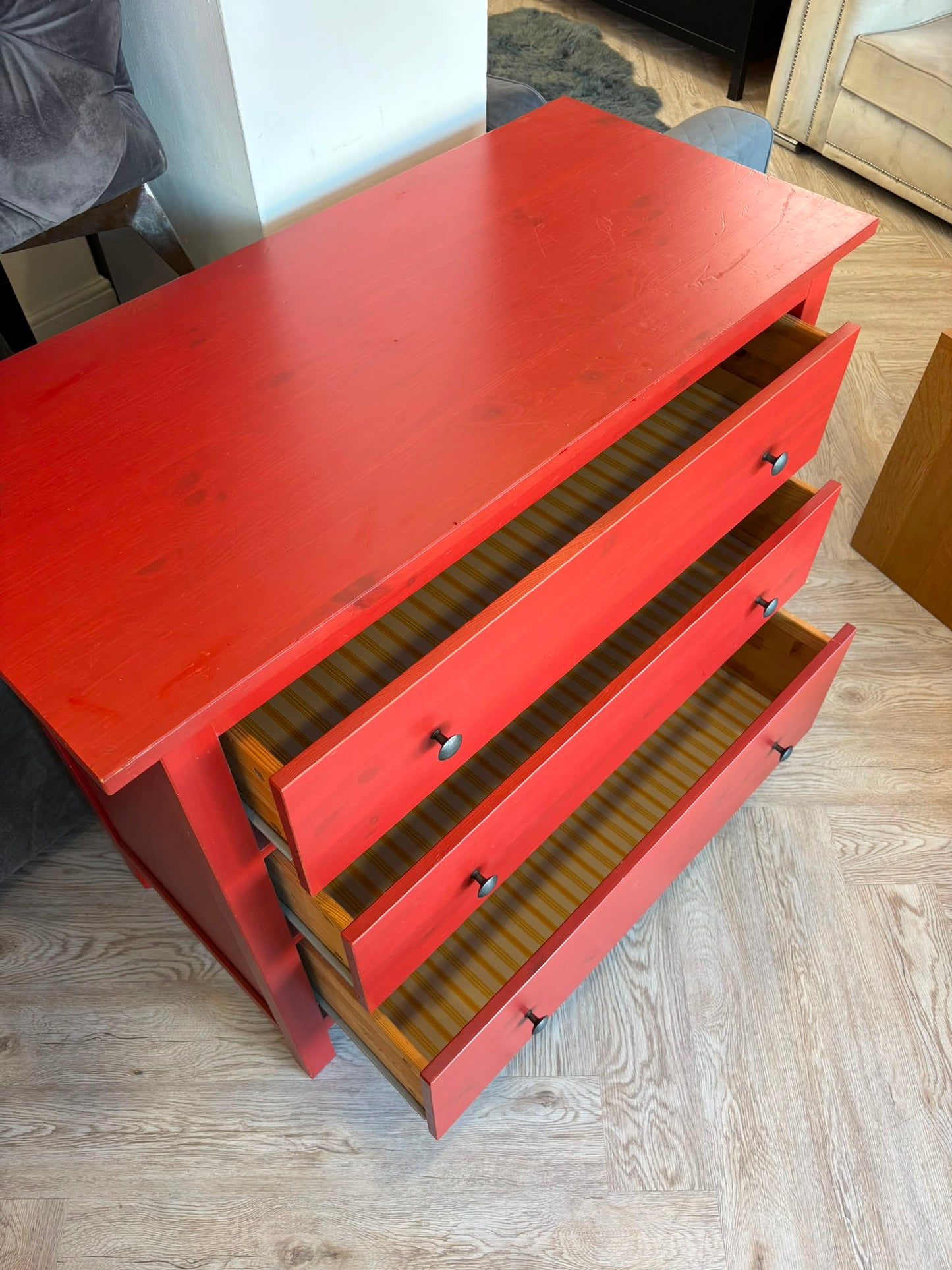Ikea Hemnes Red 3 Drawer Chest (discontinued colour)#