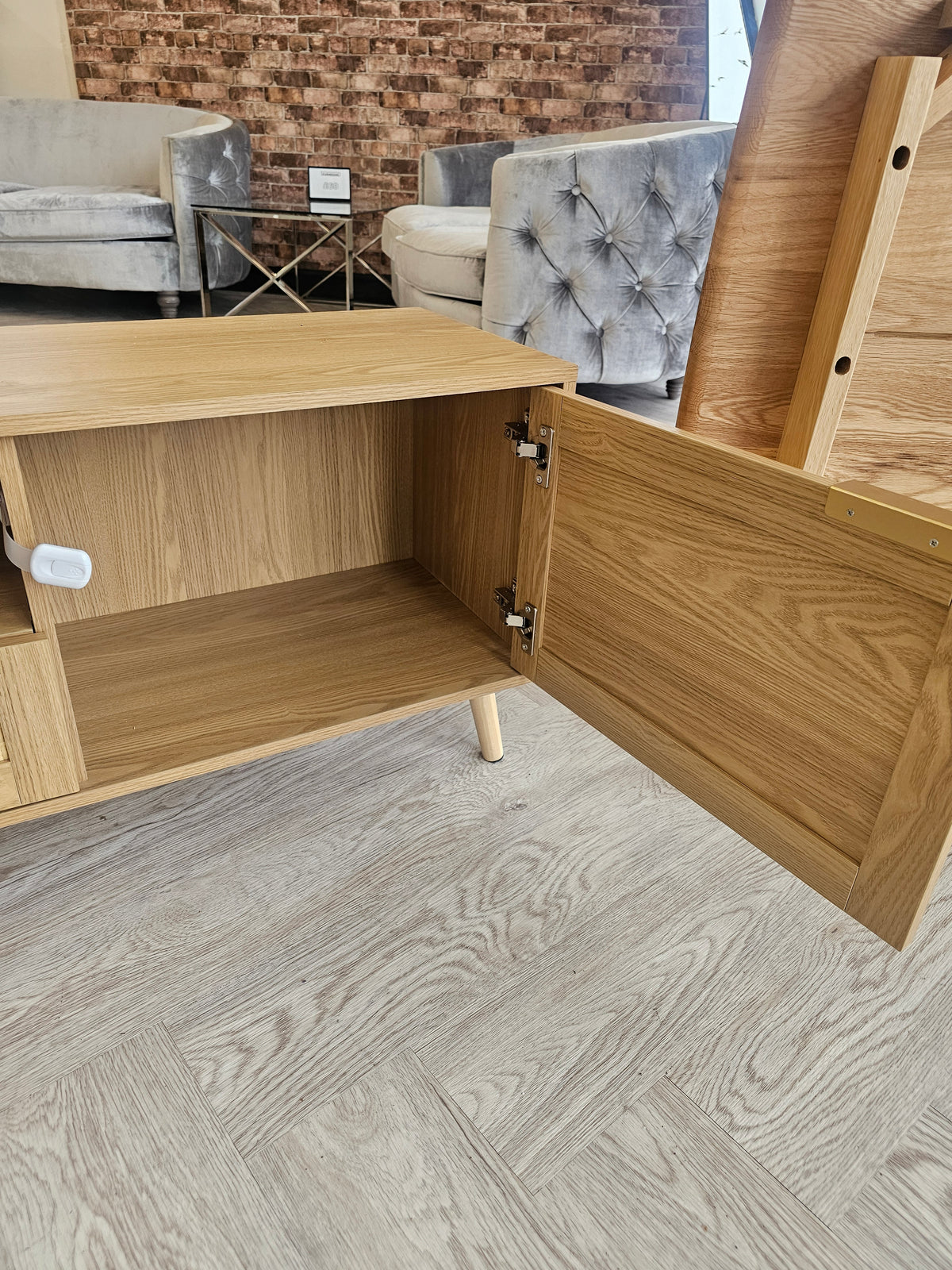 Extra Large Modern Rattan & Oak TV Cabinet 200cm @#